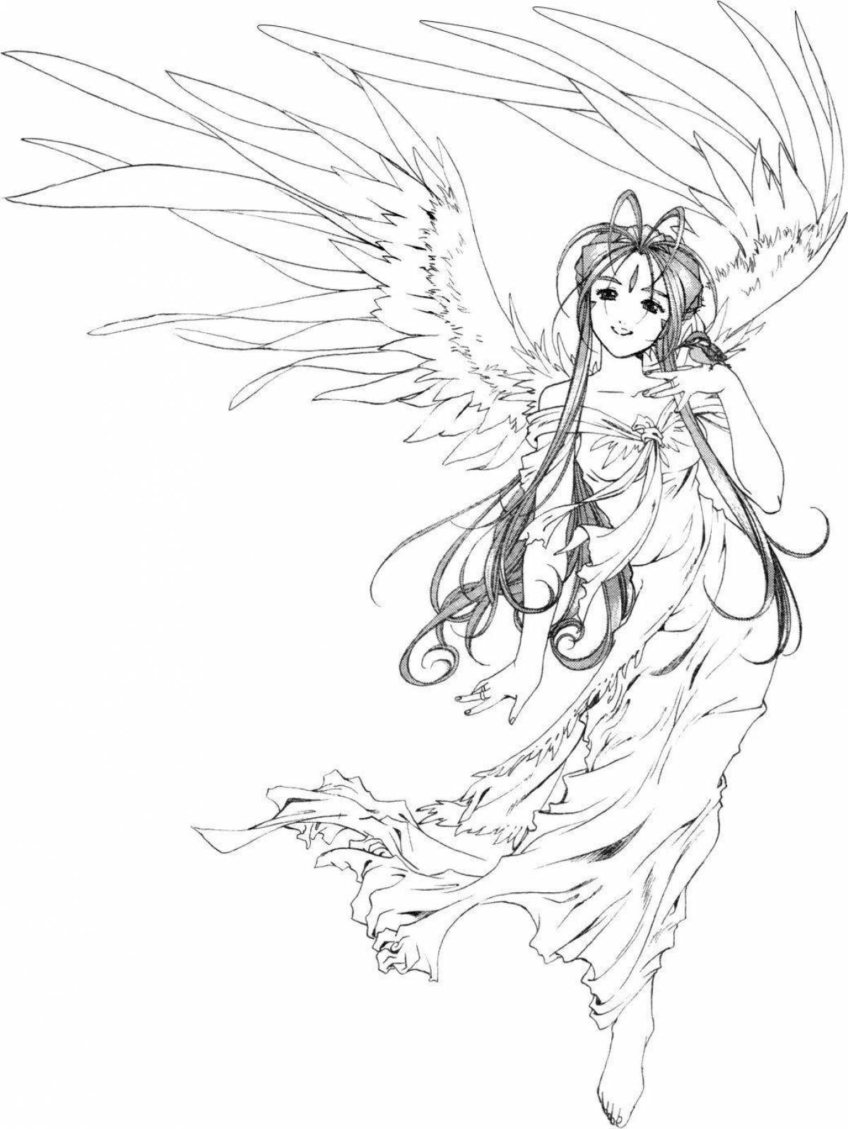 Изысканная раскраска аниме девушки ангелы