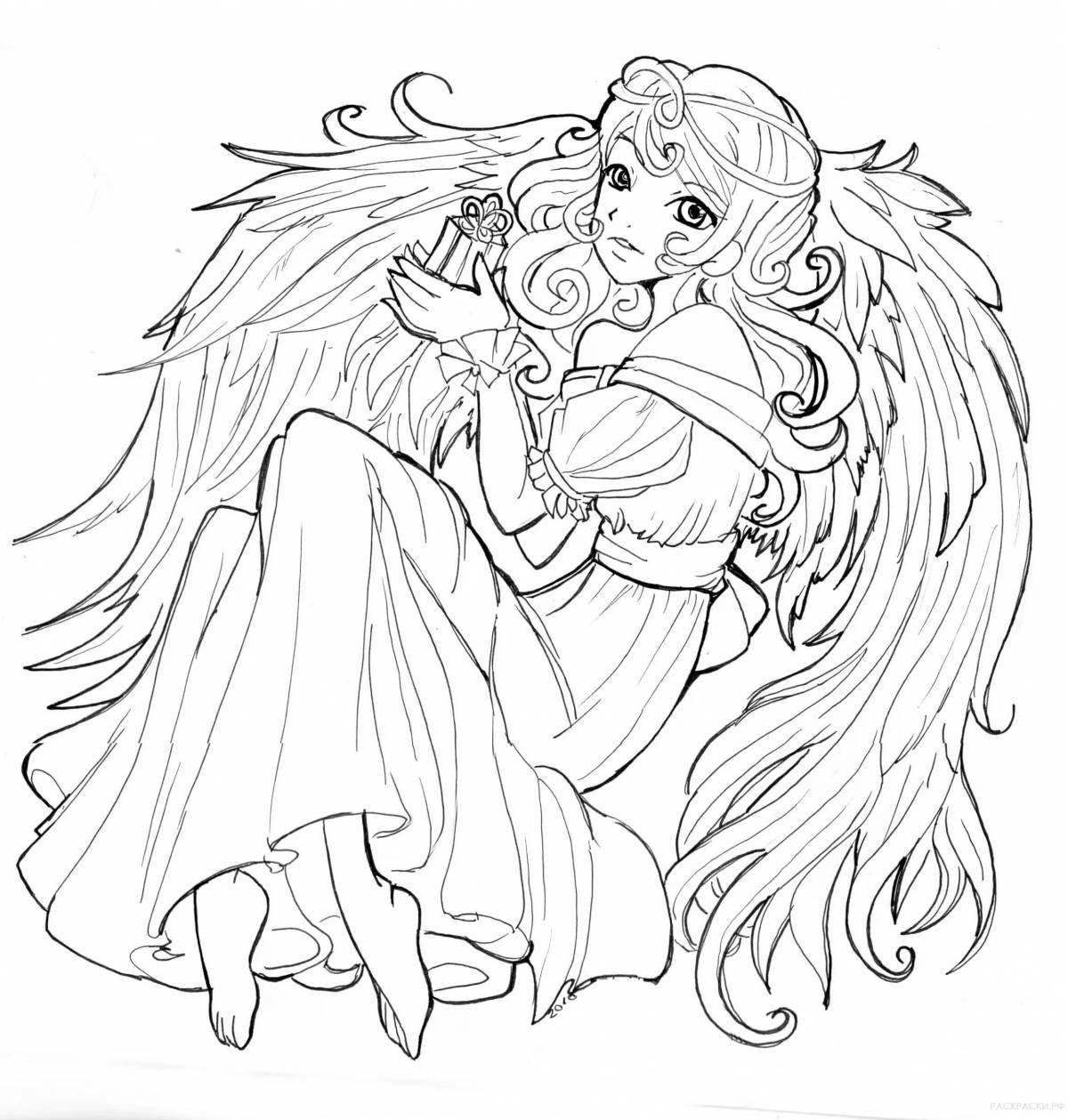 Ангельская раскраска аниме девочки ангелы