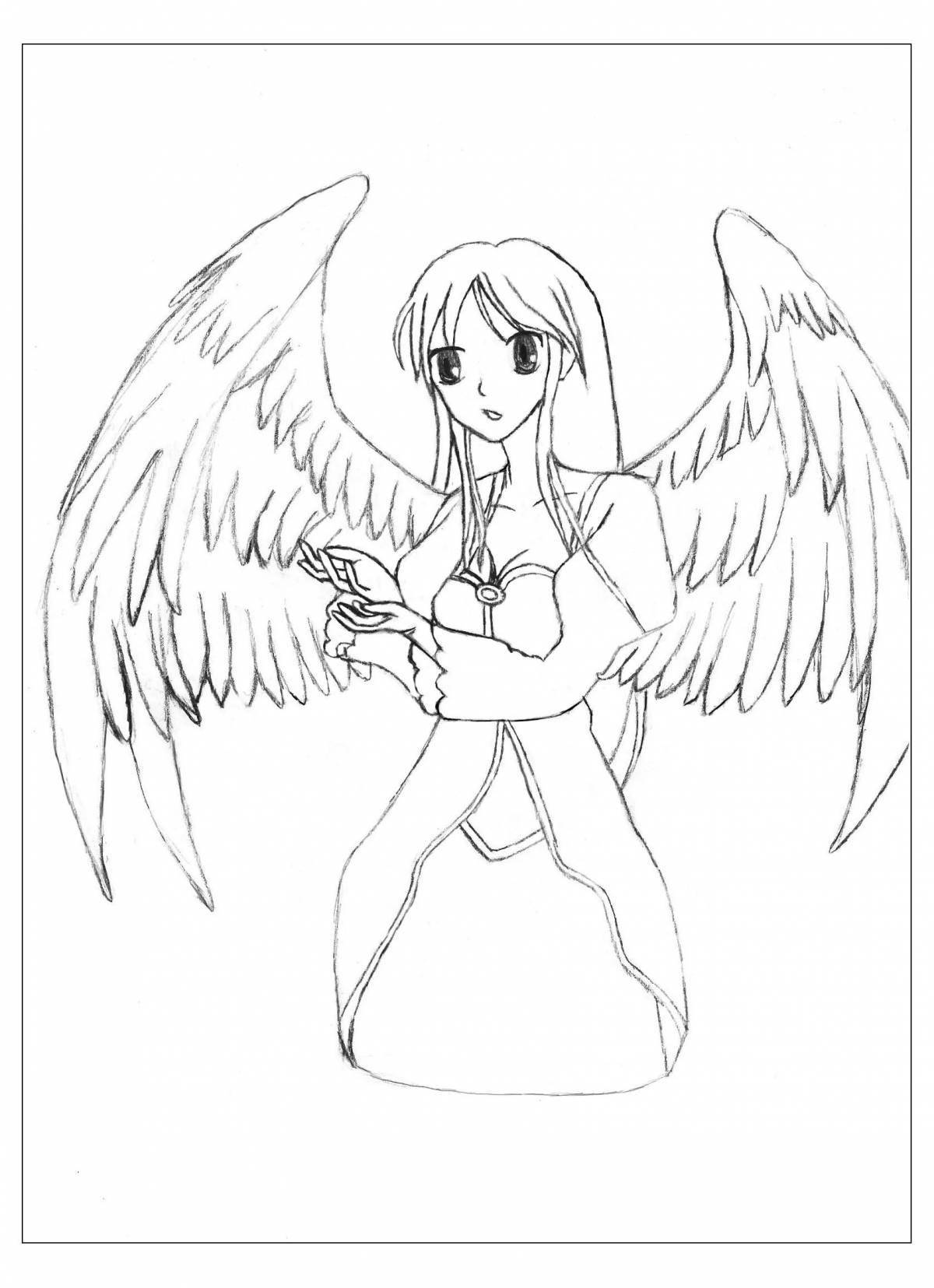 Serene anime girls angels coloring page