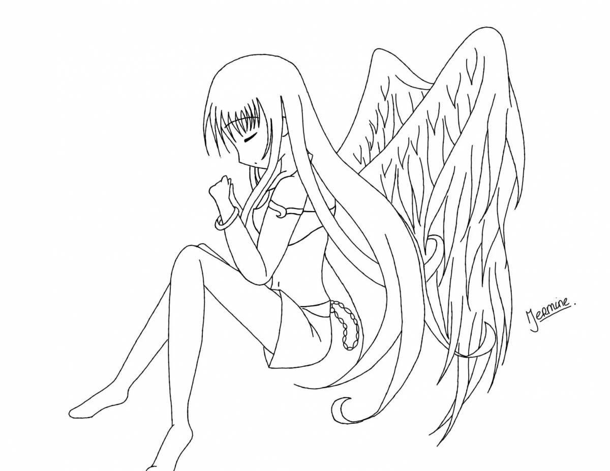 Причудливая раскраска аниме девушки ангелы