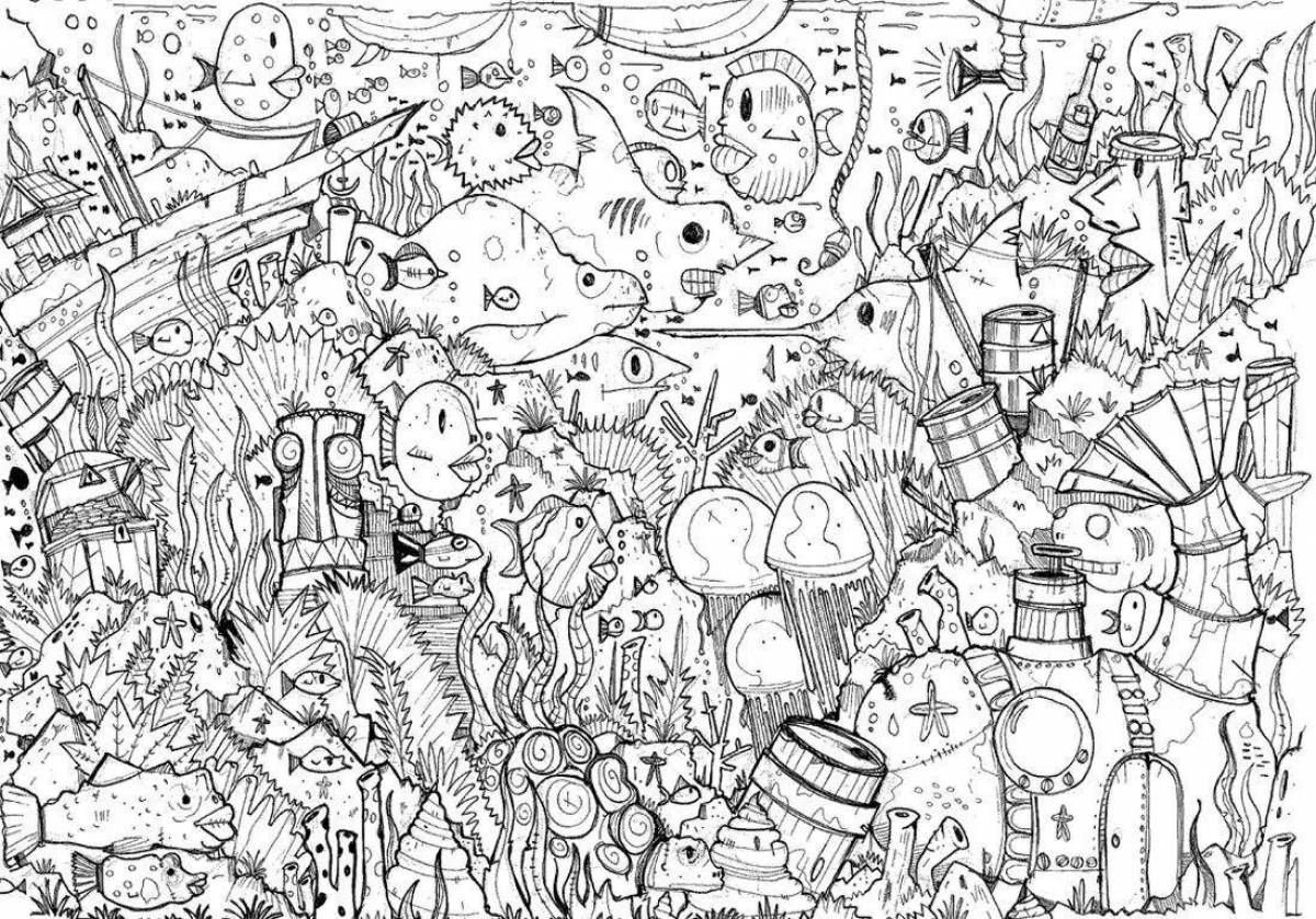 Fascinating coloring page with many details