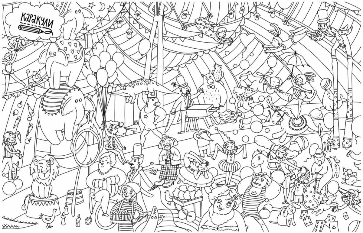 Luminous coloring page with many details