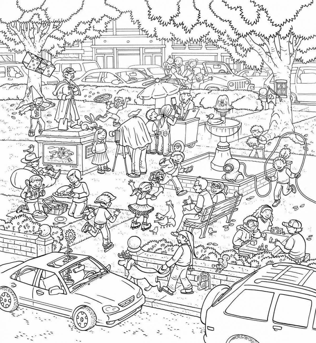Impressive coloring page with many details