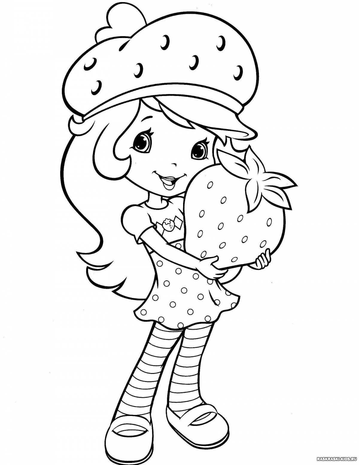 Delightful strawberry coloring book for girls