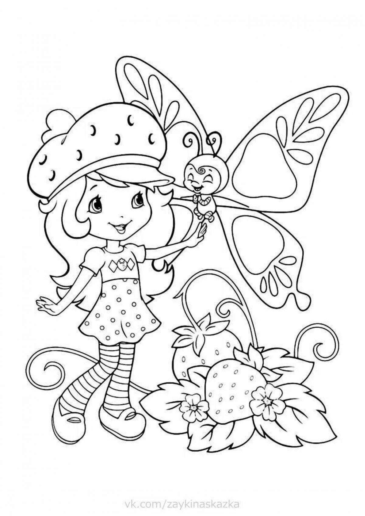 Cute strawberry coloring book for girls