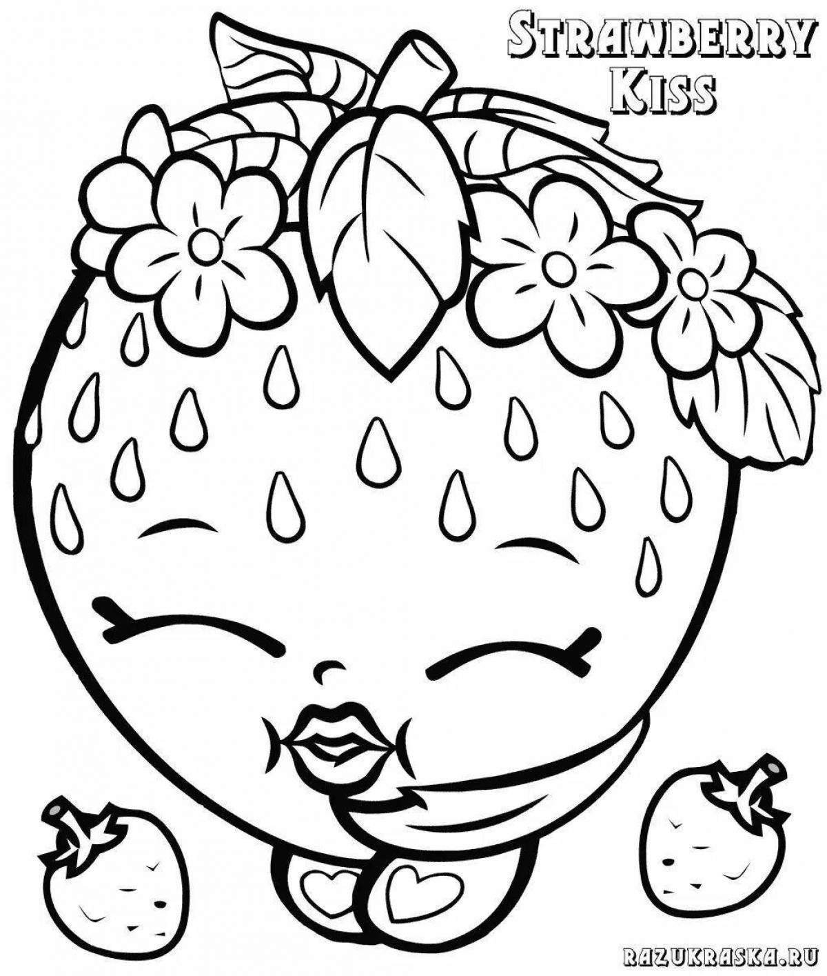 Cute strawberry coloring book for girls