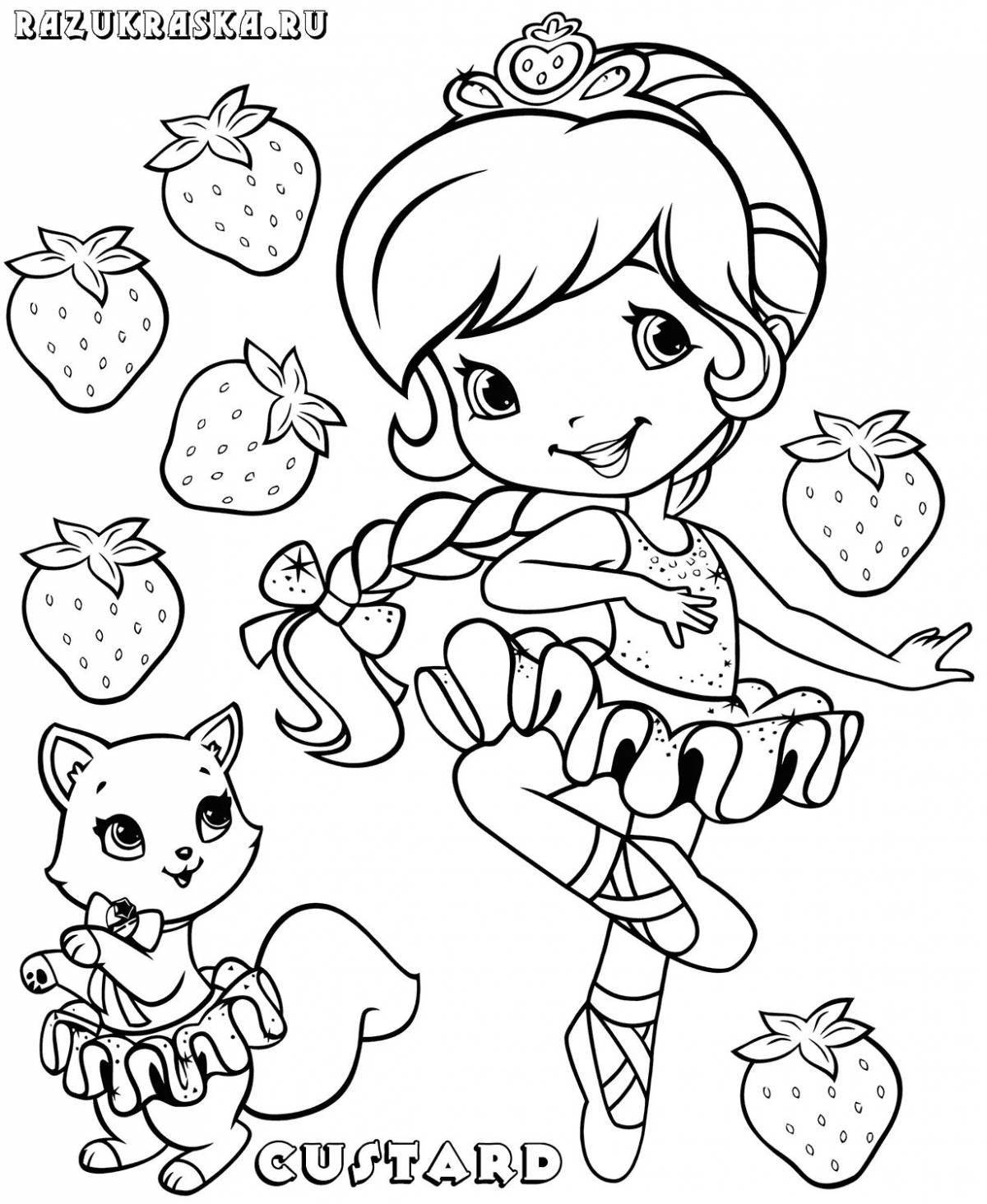 Magic strawberry coloring book for girls