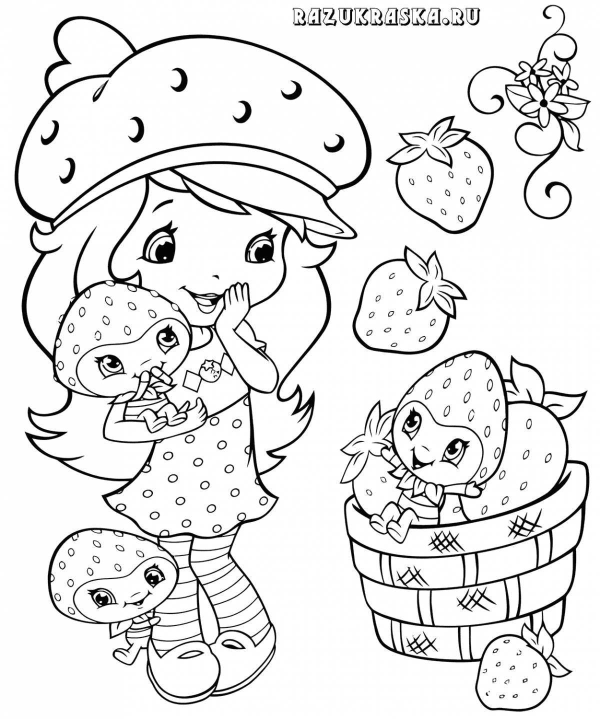 Fancy strawberry coloring book for girls