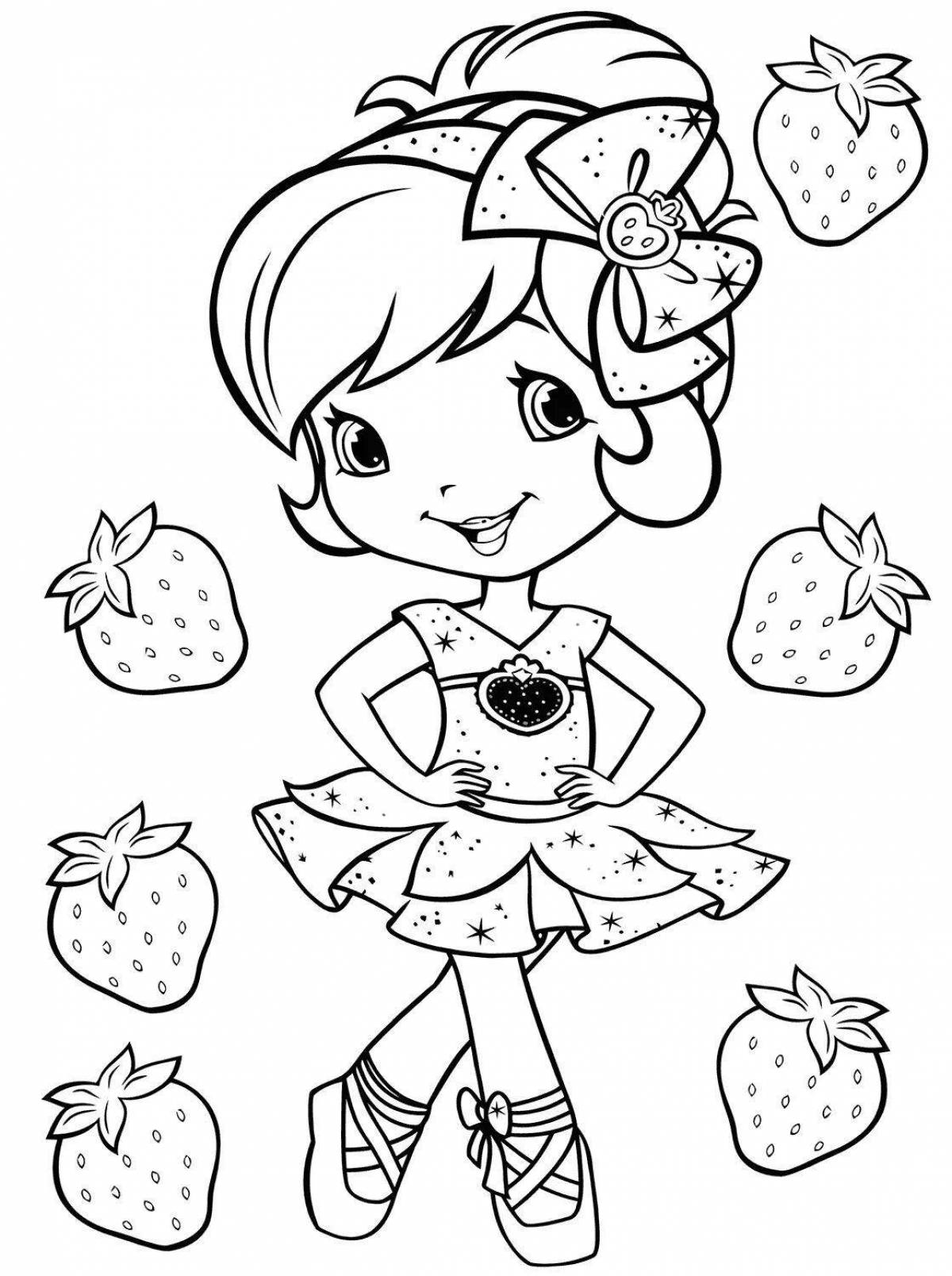 Exotic strawberry coloring book for girls