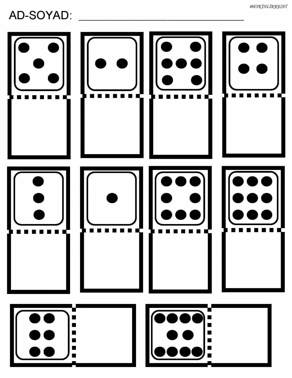 Colorful domino coloring page for elementary school kids