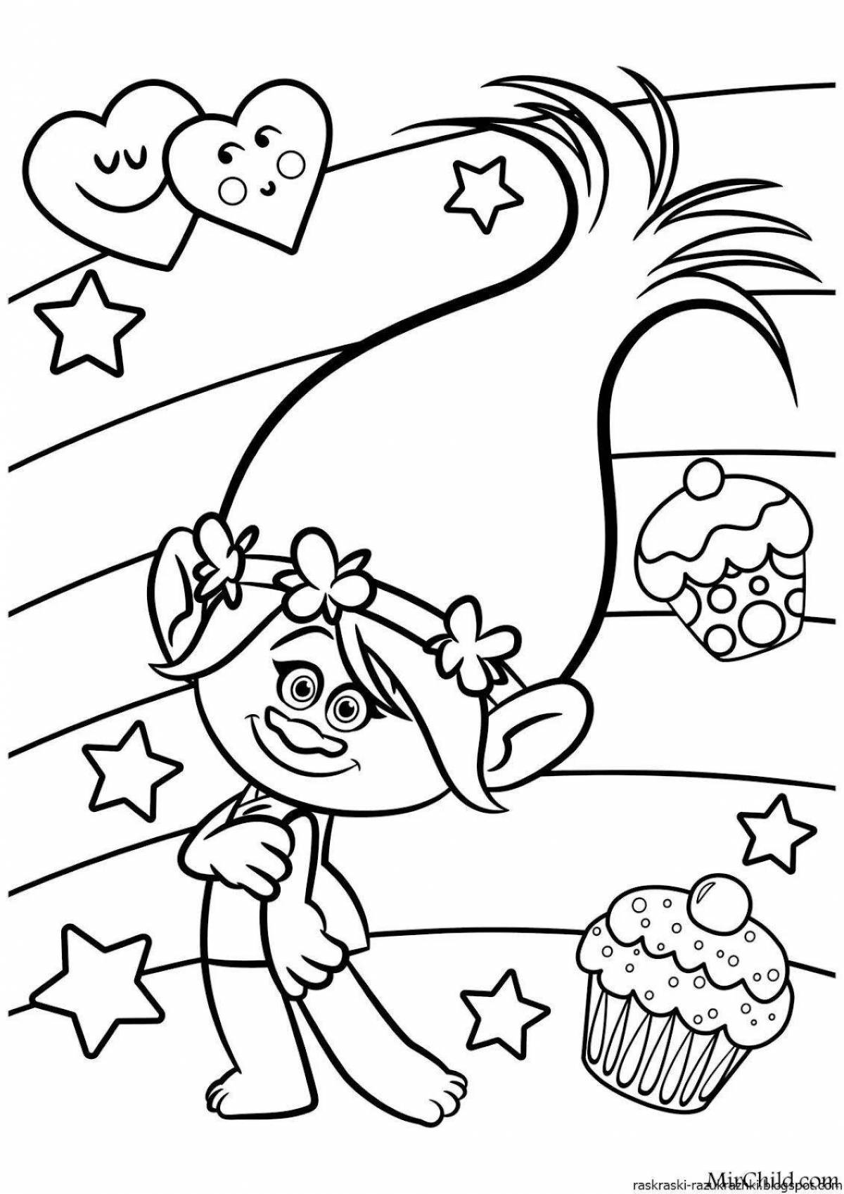 Magic coloring book for troll girls