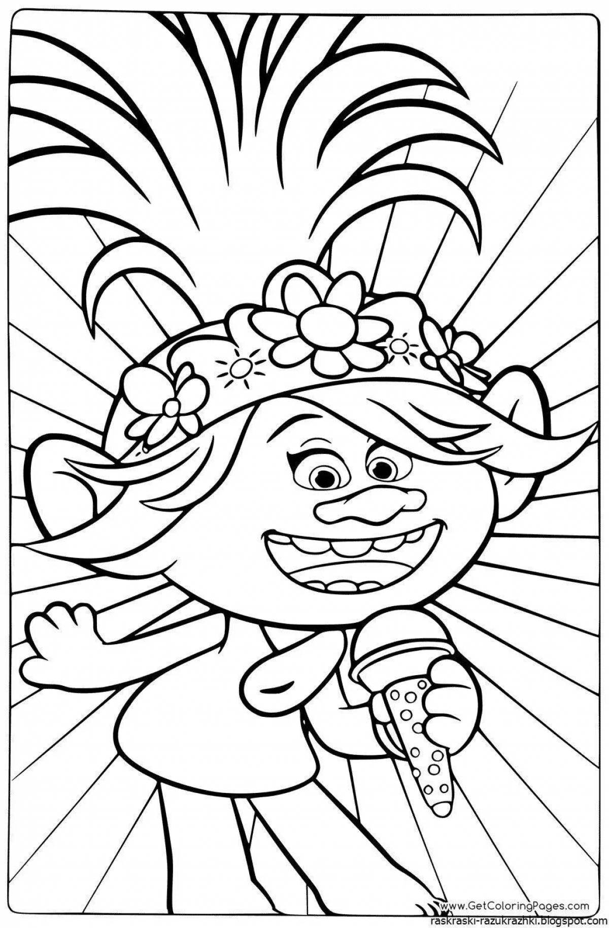 Radiant troll girl coloring book