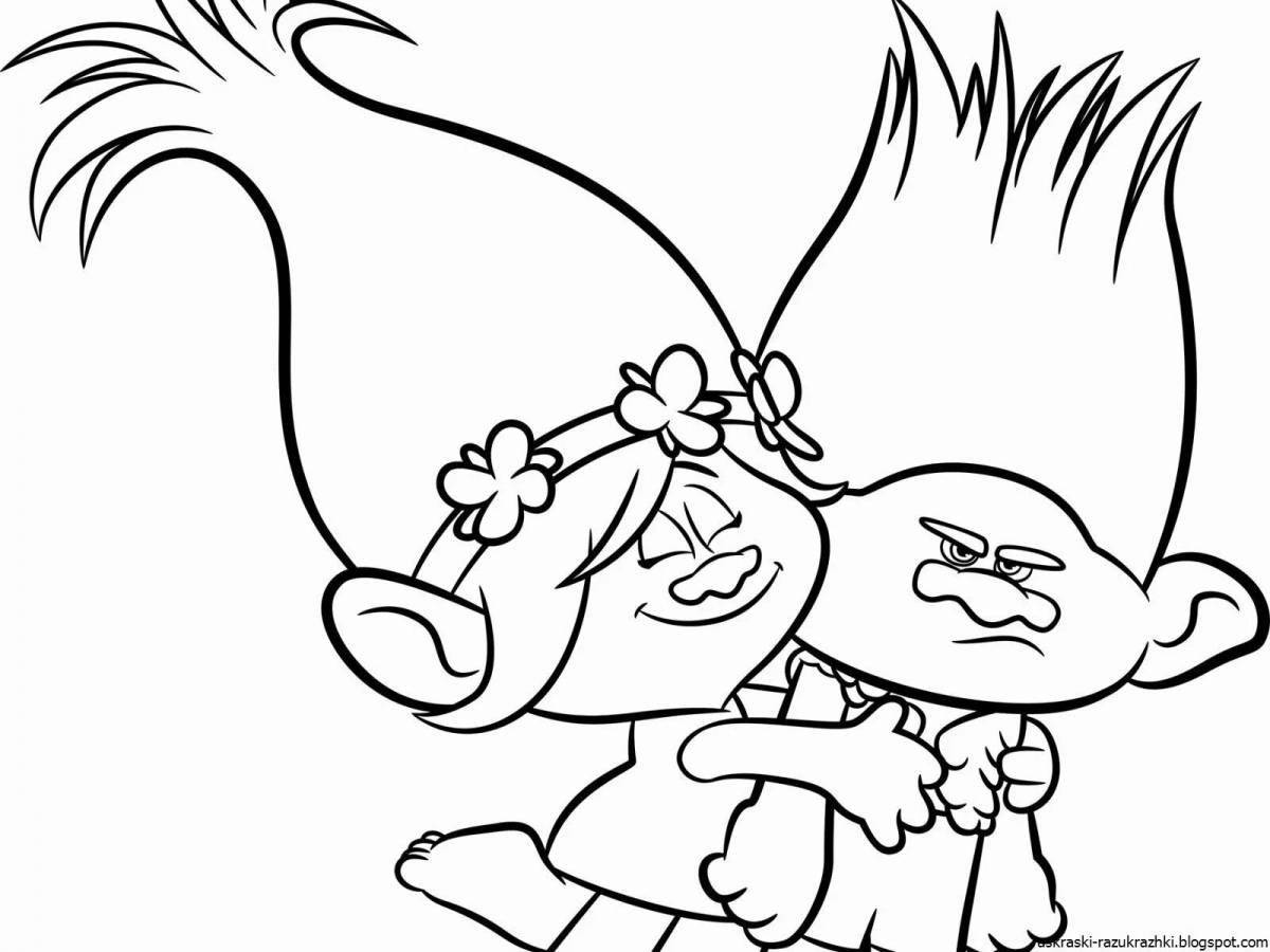 Holiday coloring book for troll girls
