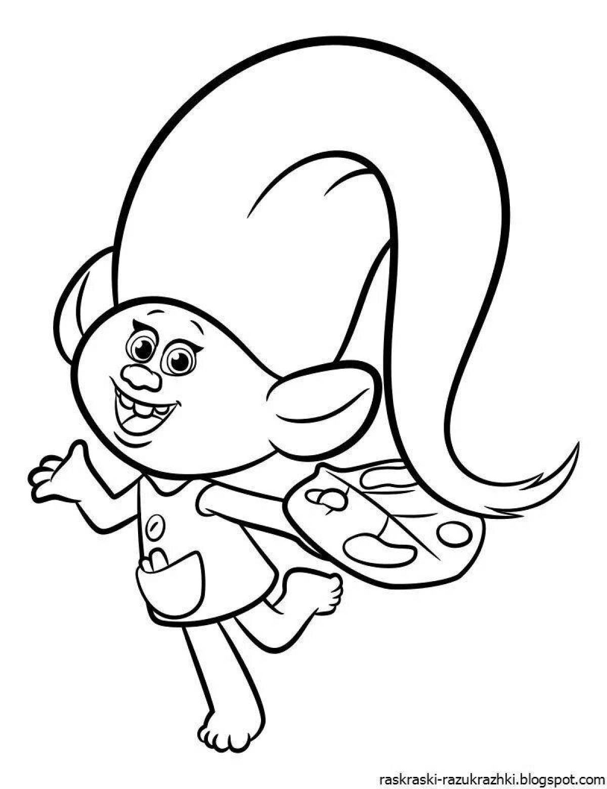 Animated coloring book for troll girls