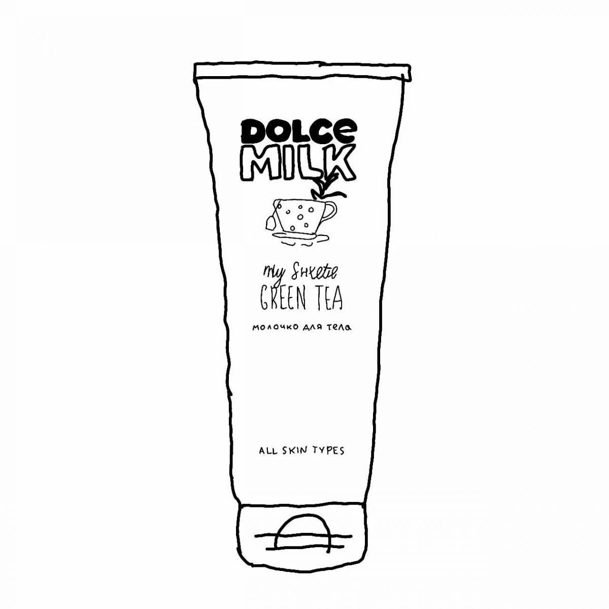 Coloring page charming milk cosmetics dolce
