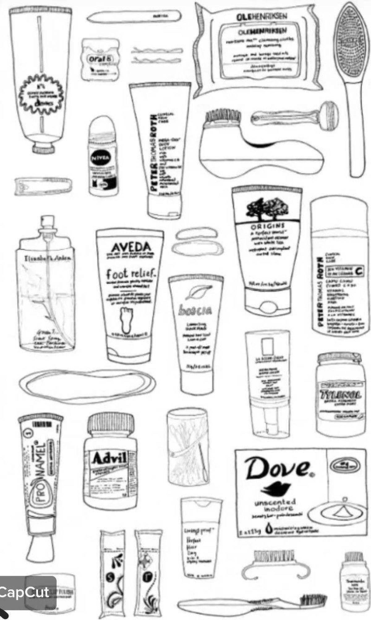 Attractive milk cosmetics dolce coloring page