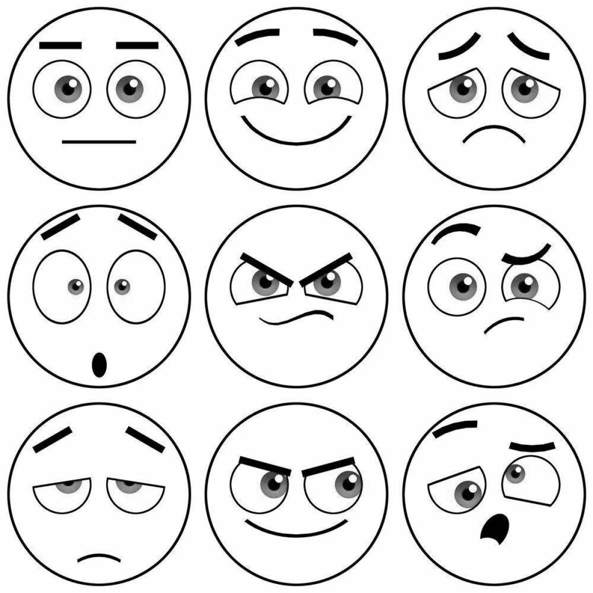 Excited emotions coloring pages for preschoolers