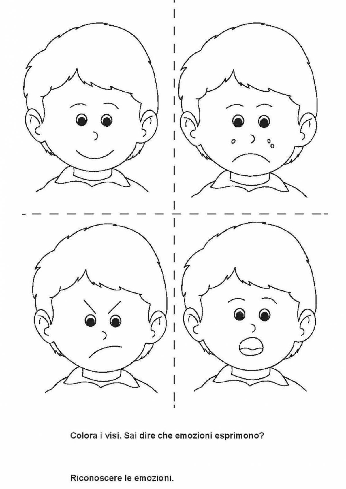 Enthusiastic emotion coloring pages for preschoolers