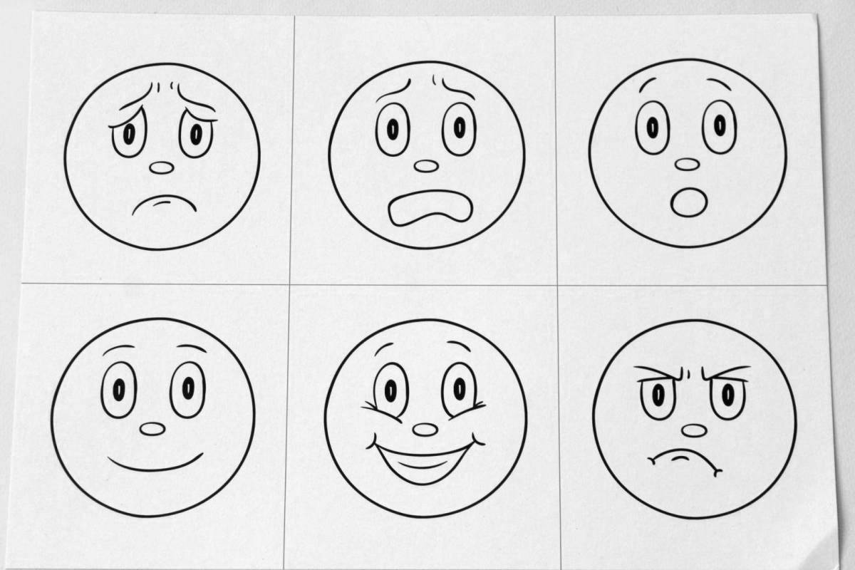 Удовлетворенные эмоции раскраски страницы для дошкольников