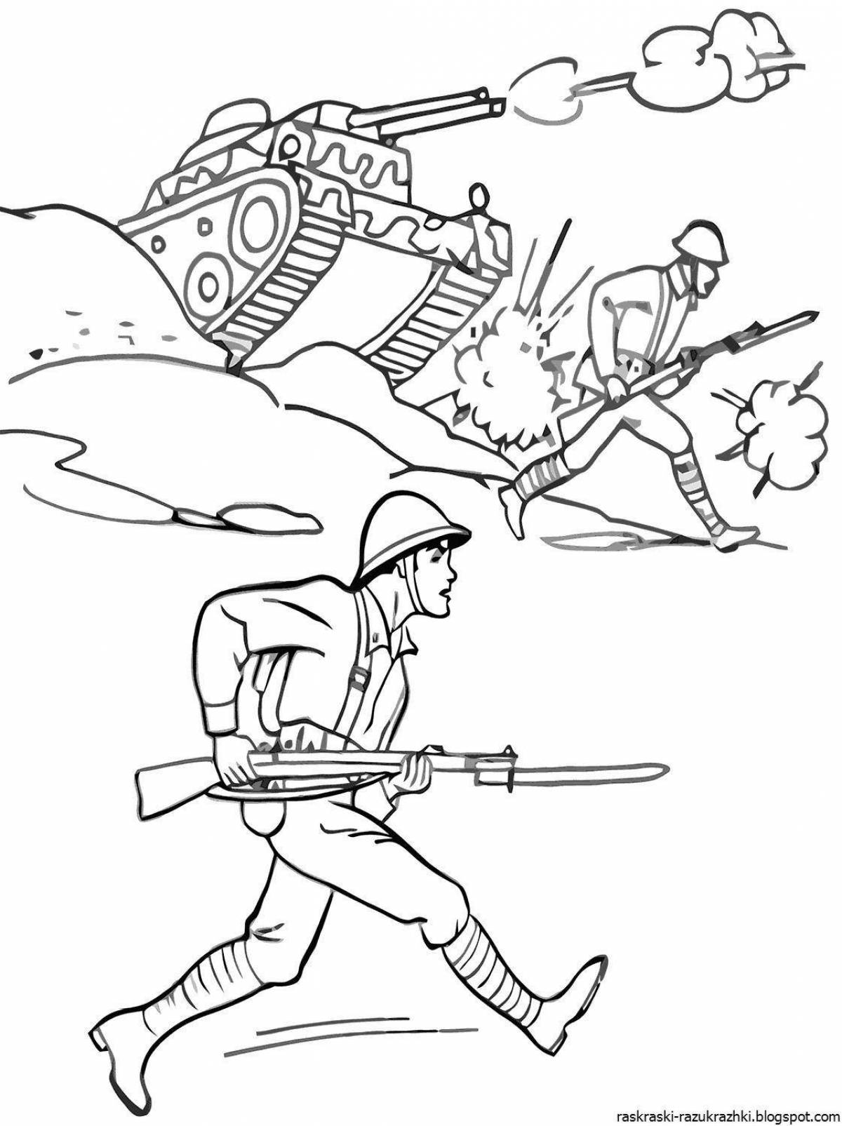 Coloring page glorious saluting soldier