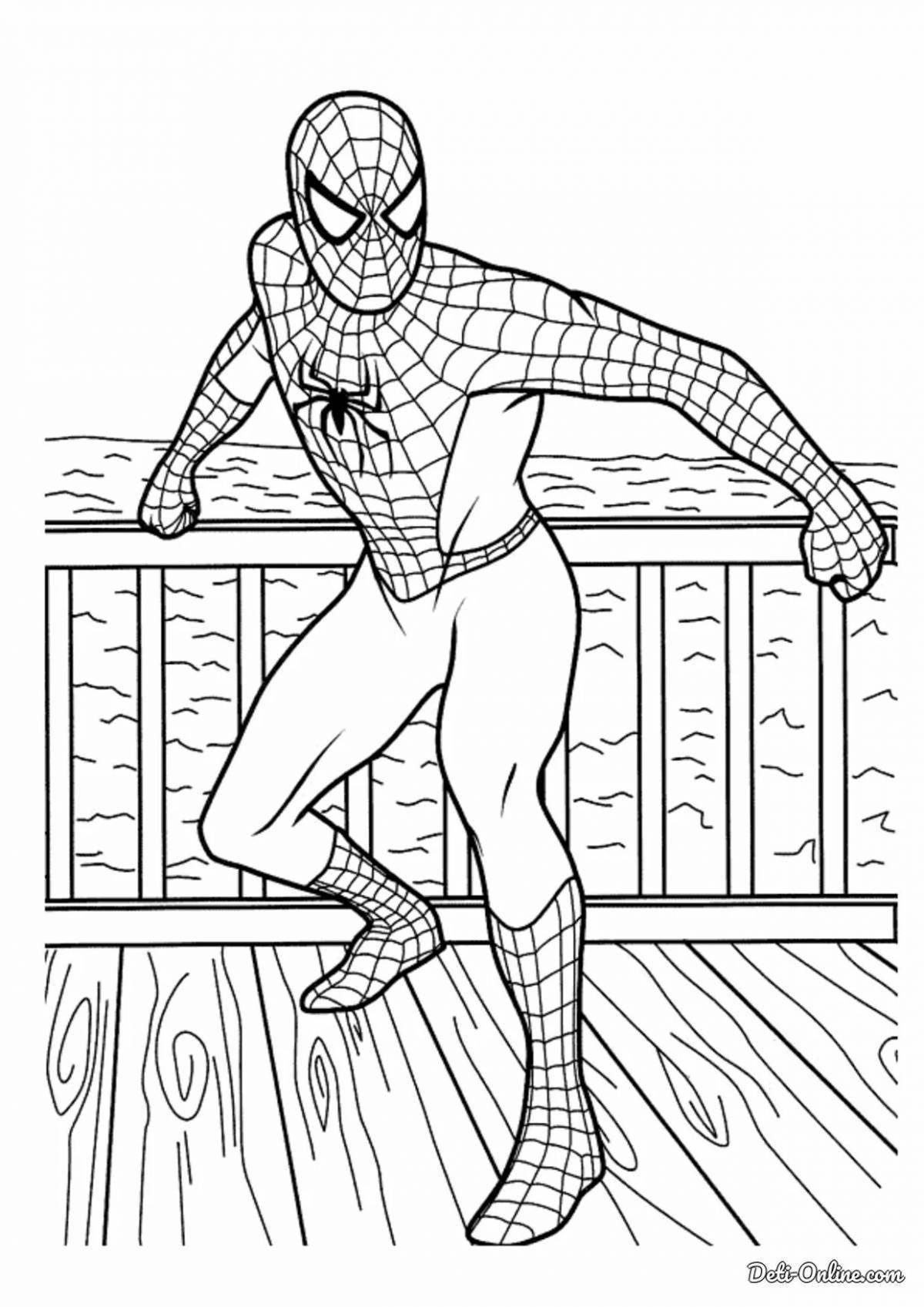 Яркая страница раскраски человека-паука