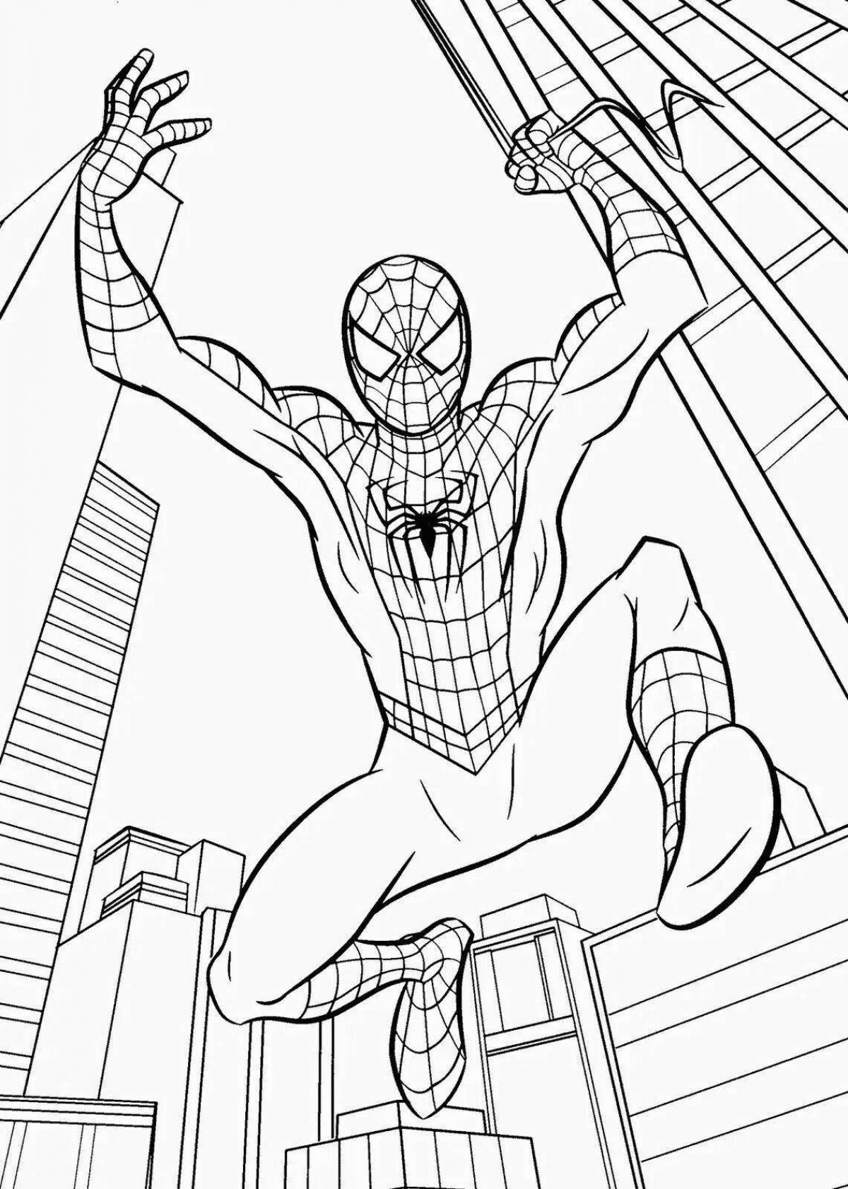 Spiderman glowing coloring page