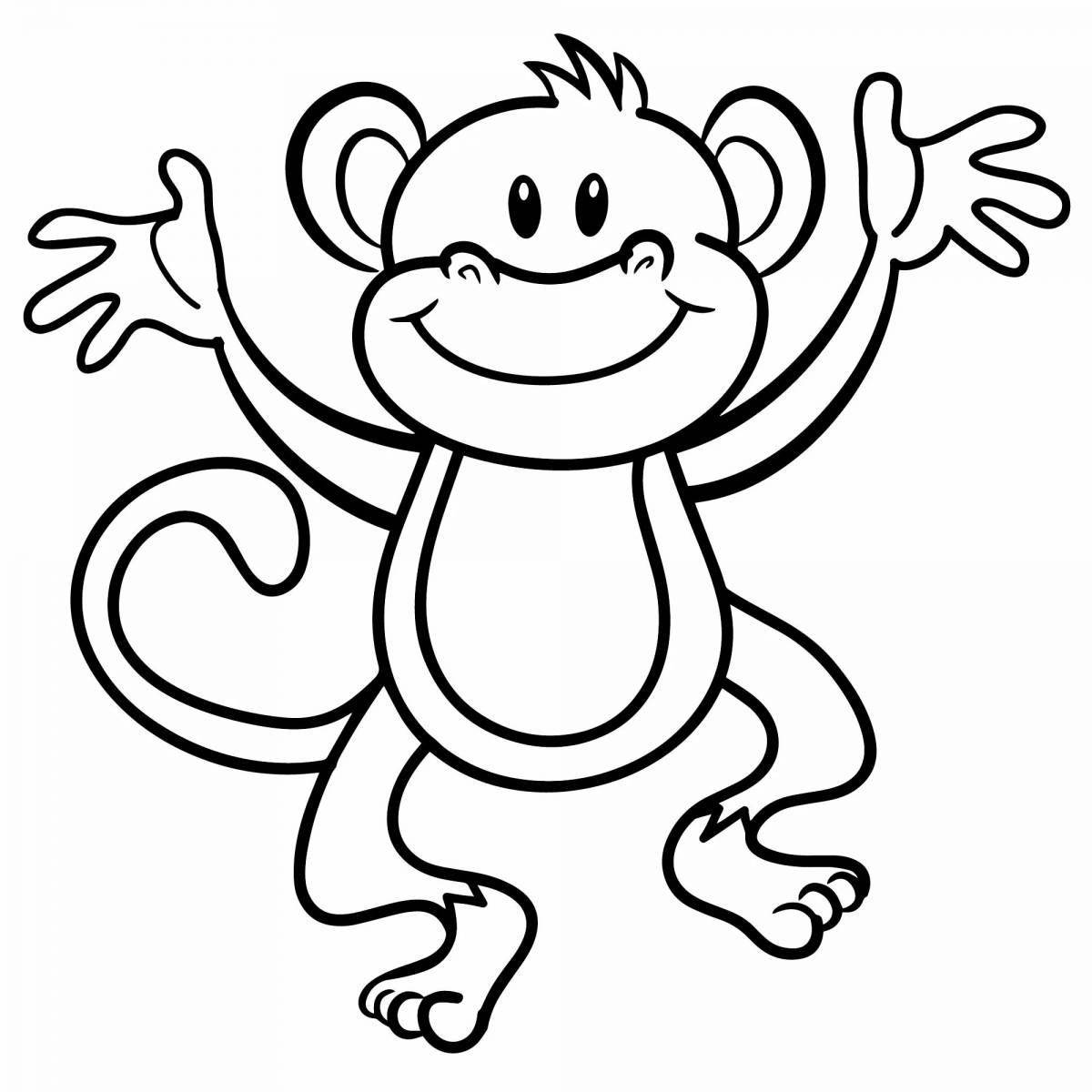 Colorful chimpanzee coloring page for kids