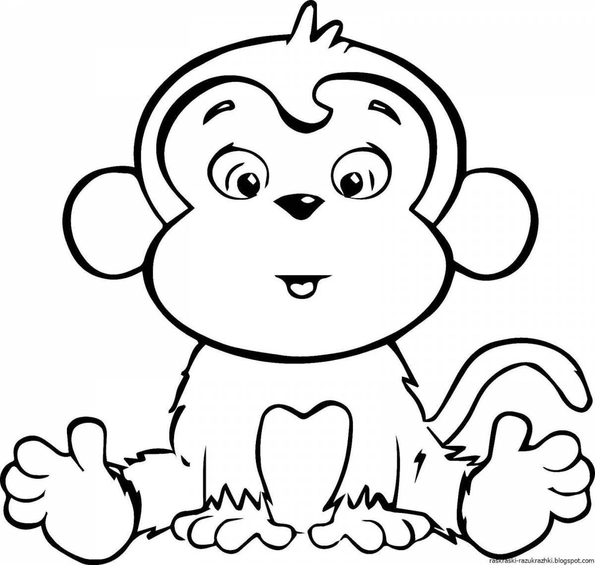 Chimpanzee fun coloring for kids