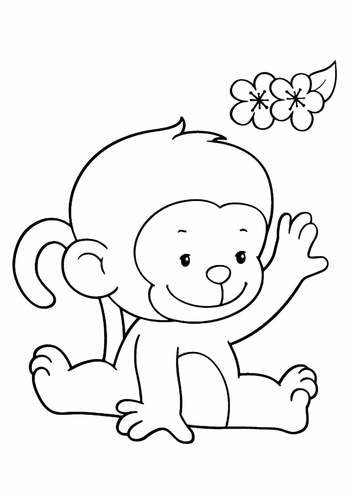 Игривая страница раскраски шимпанзе для детей
