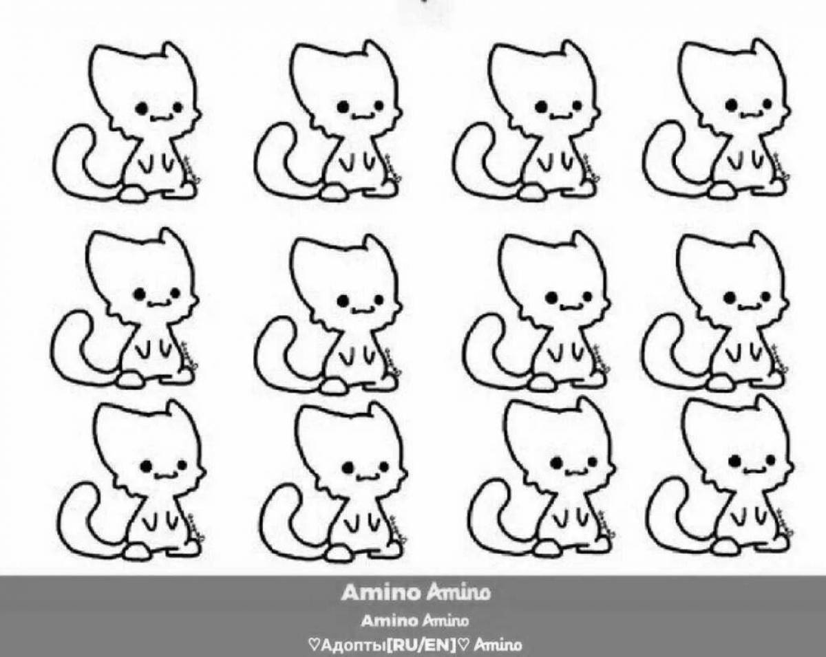 Coloring page sweet cat stickers