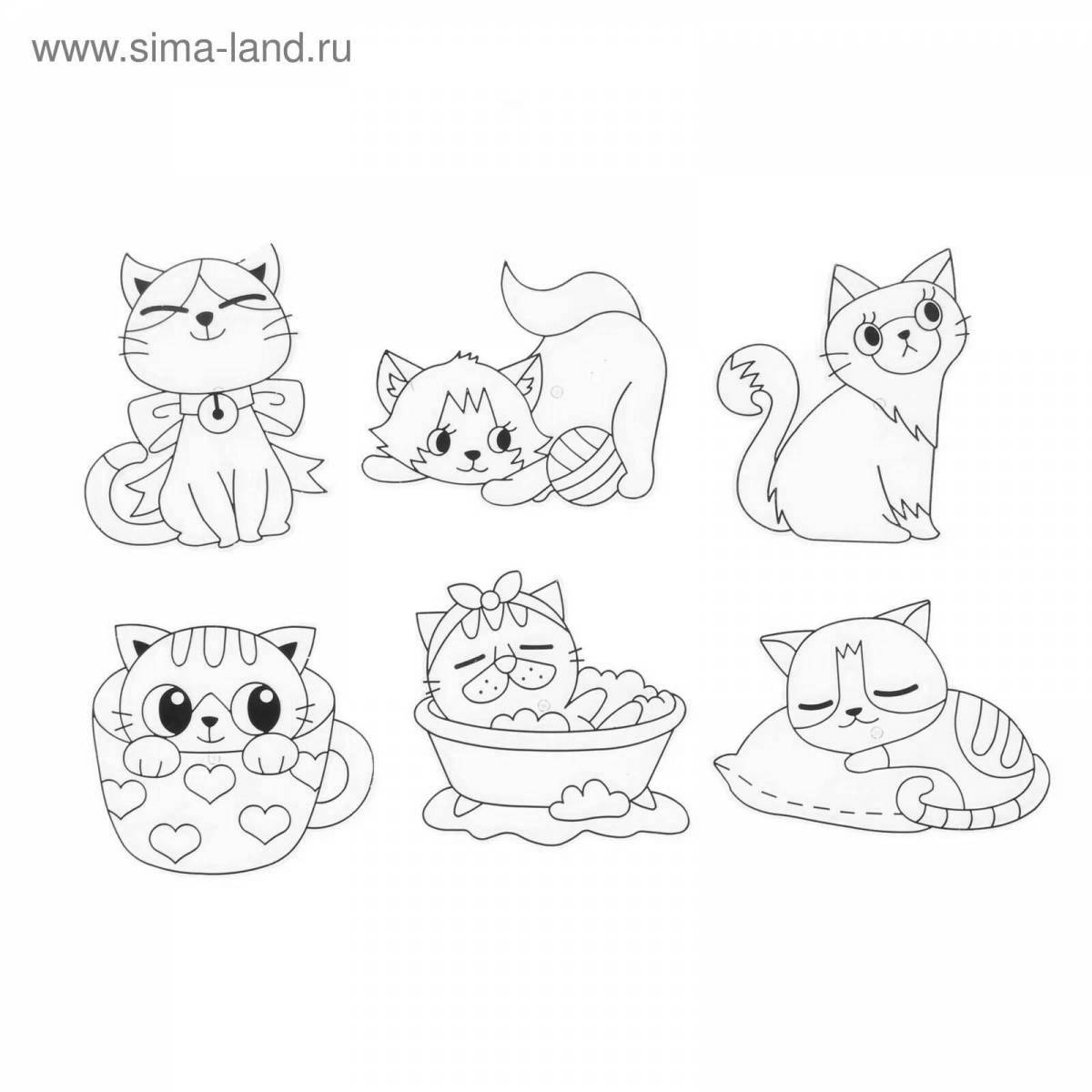 Living cat sticker coloring book