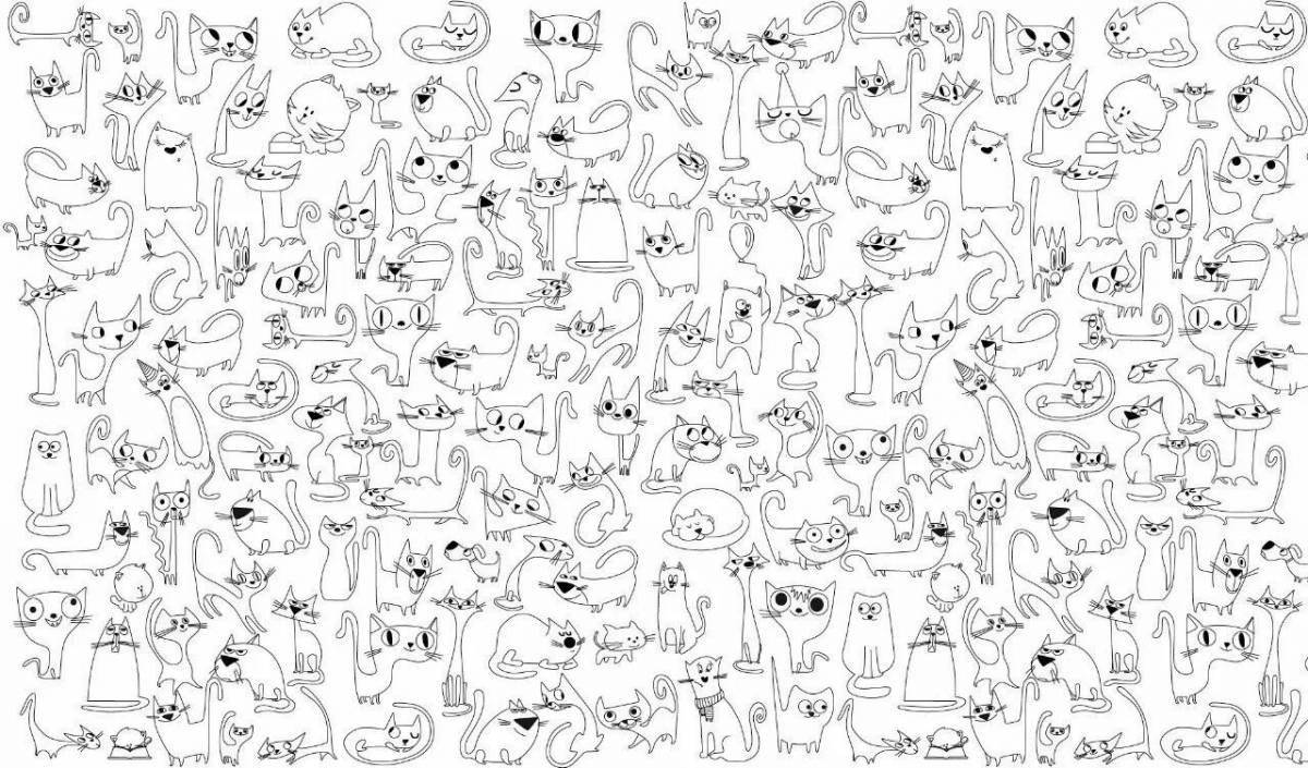 Rampant cat coloring book sticker