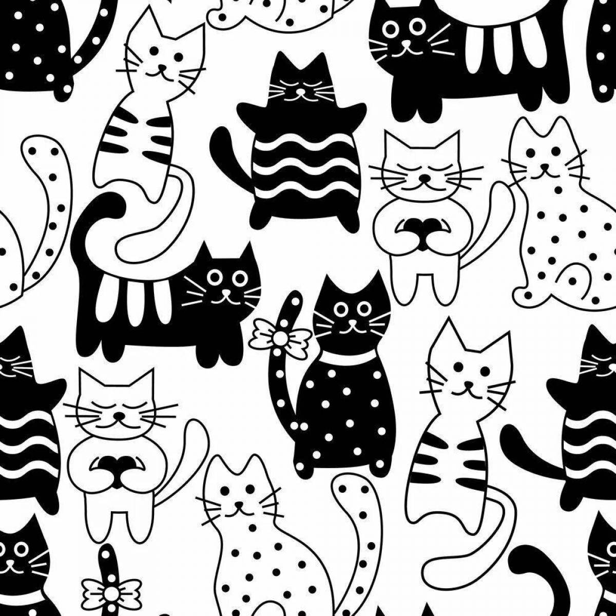 Coloring book funny cat sticker