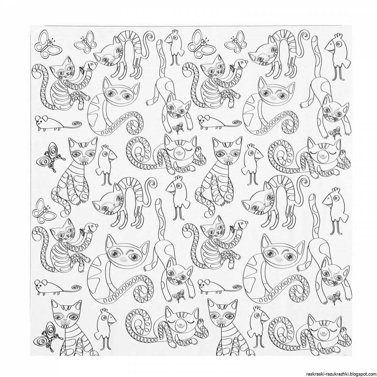 Witty cat sticker coloring page