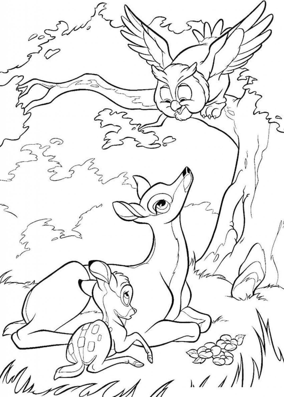 Colorful bambi coloring for kids