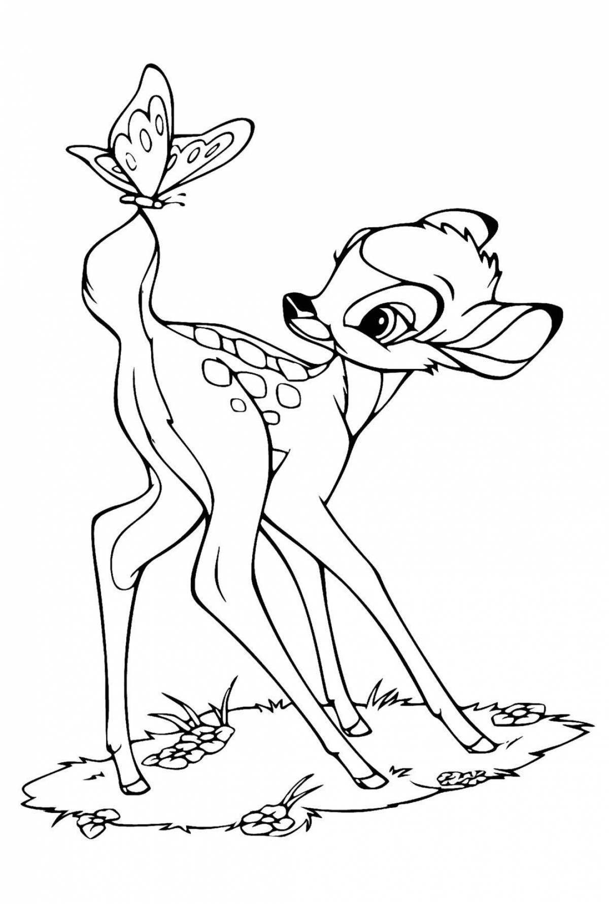 Cute bambi coloring for kids