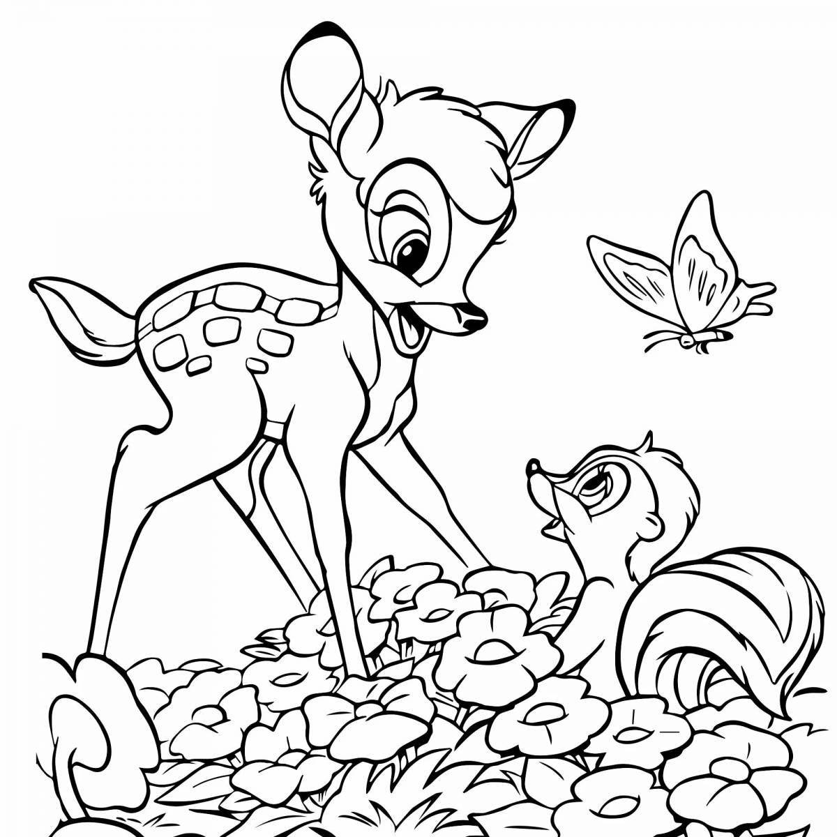 Joyful bambi coloring book for kids