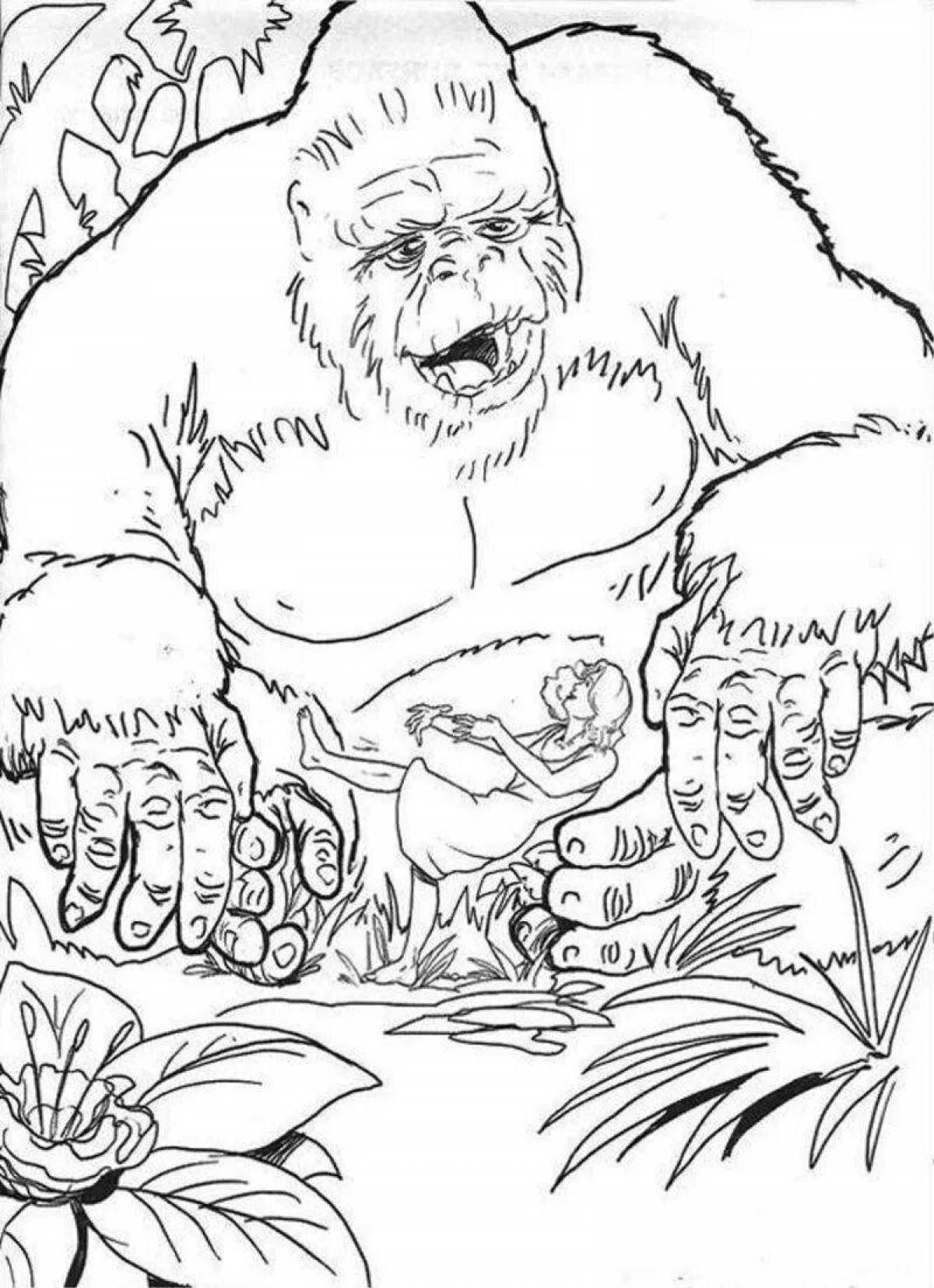 King Kong playful coloring book for kids