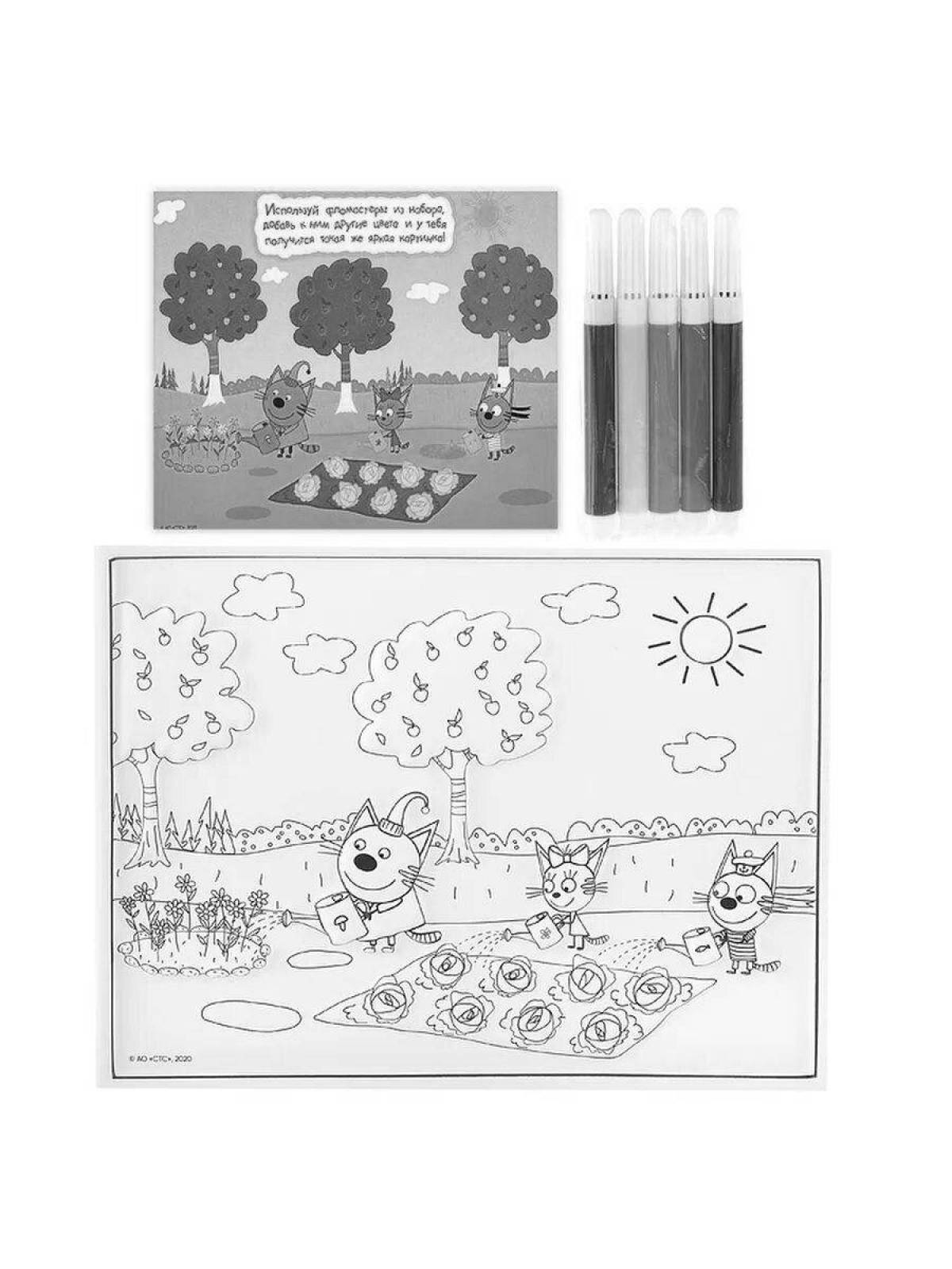 Three cats coloring book