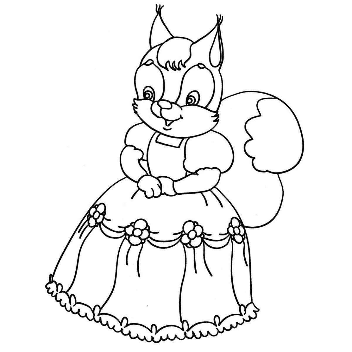 Cute coloring bunny in a dress
