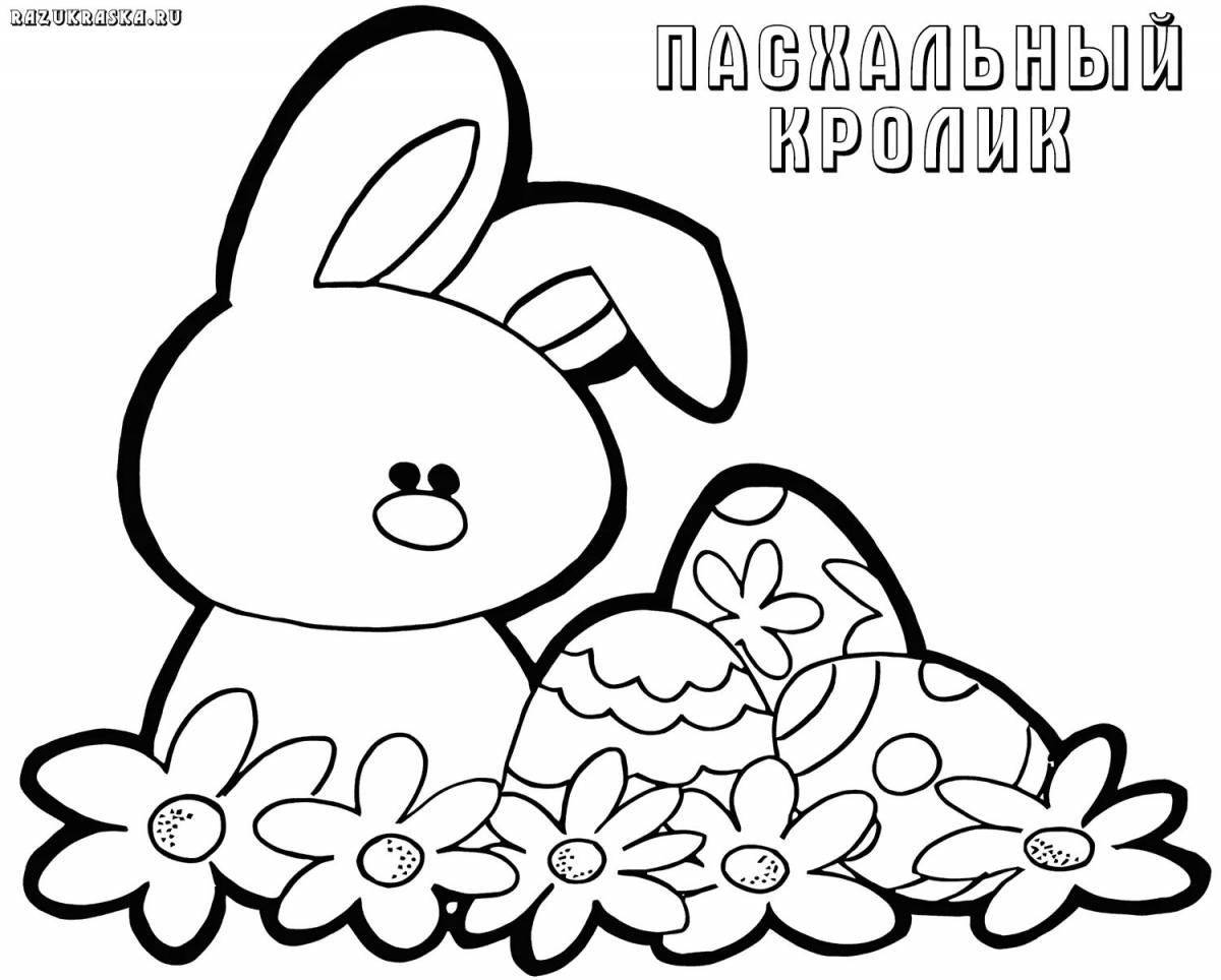 Stylish coloring book rabbit in a dress