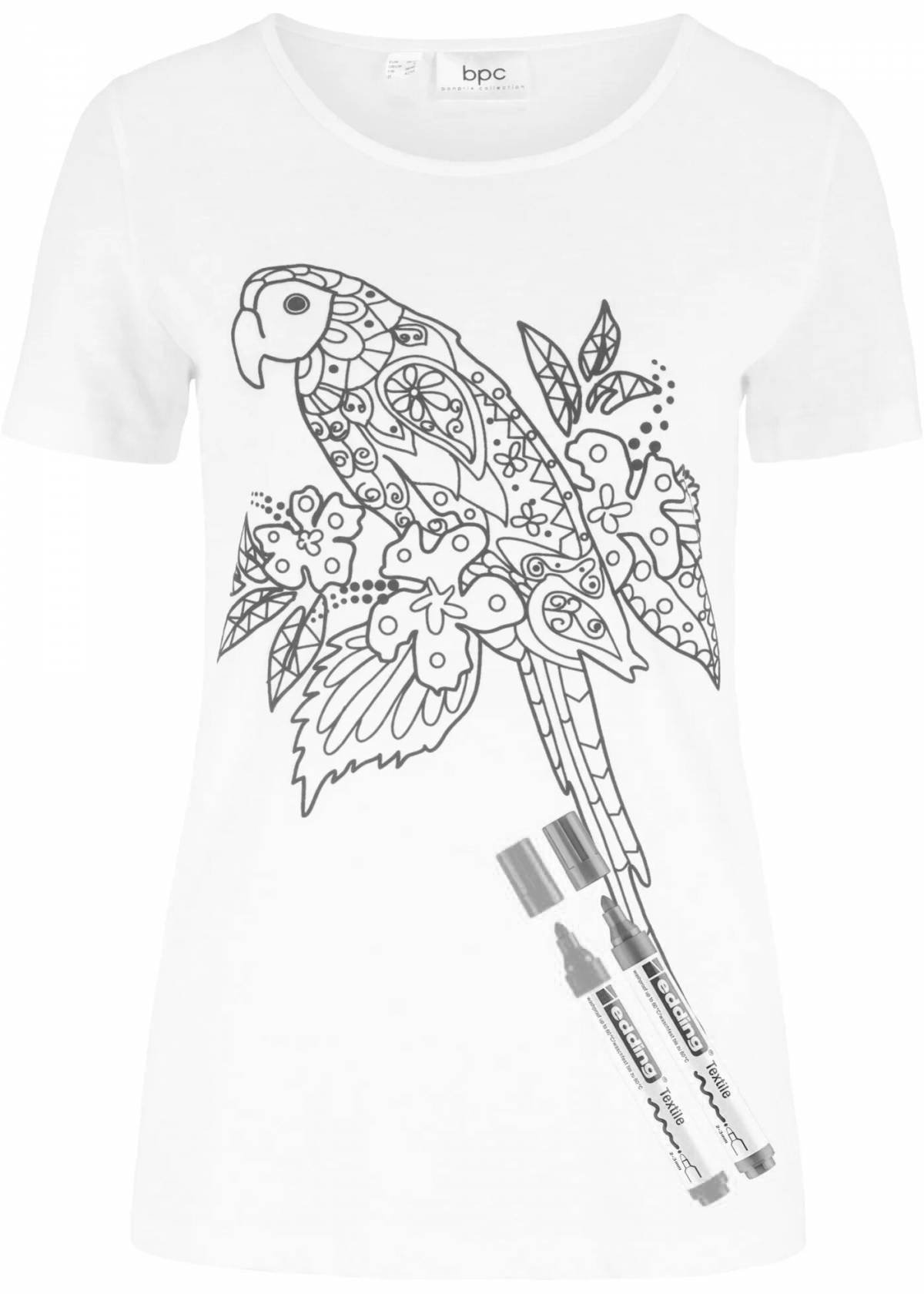 Coloring page with a spectacular t-shirt