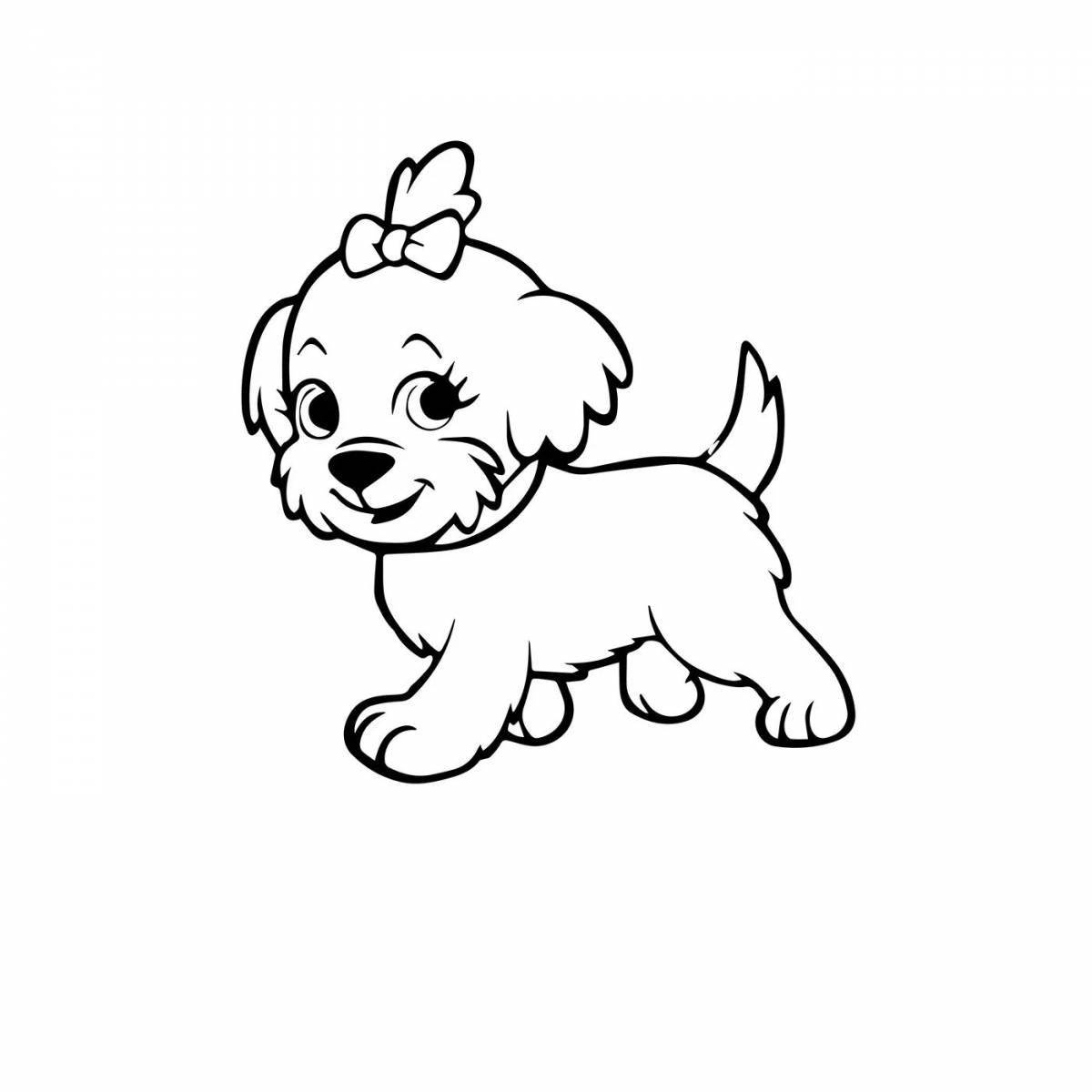 Coloring cute little puppy
