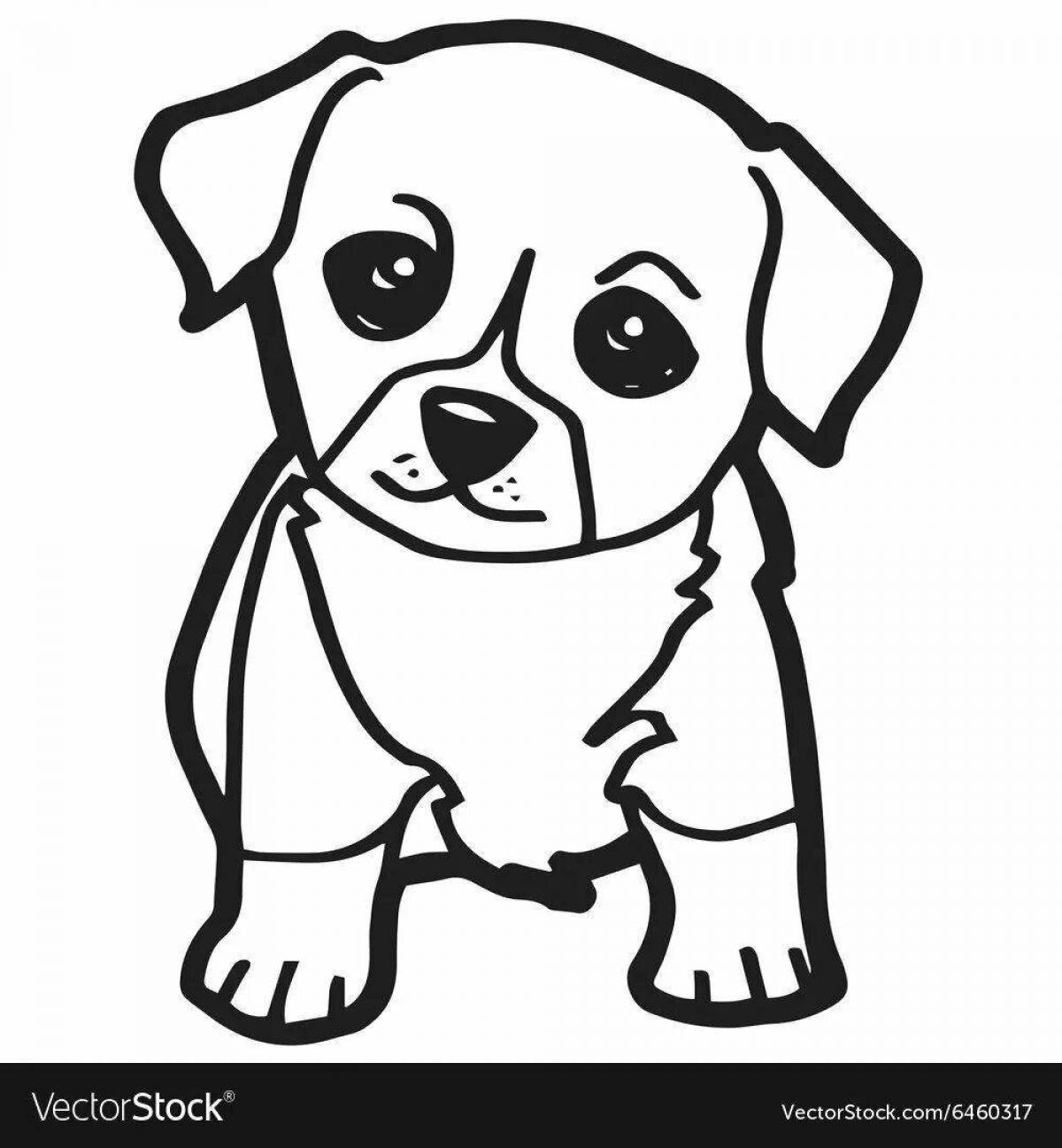 Coloring page fluffy little puppy