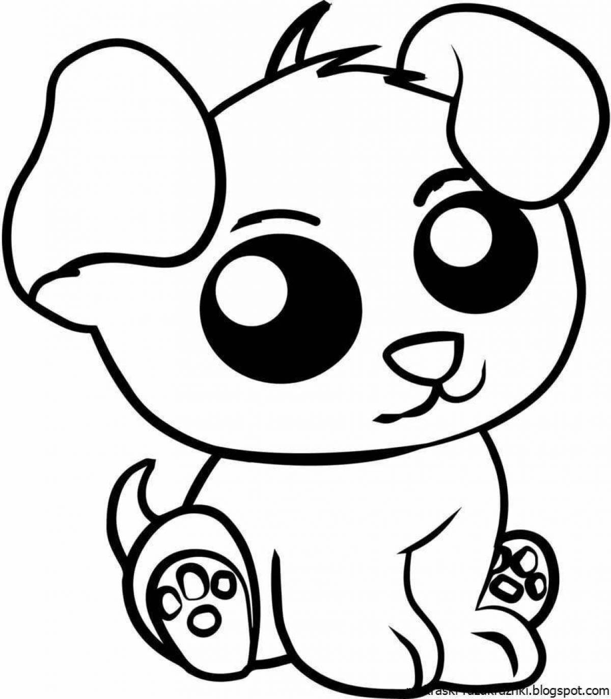 Snuggly little puppy coloring page