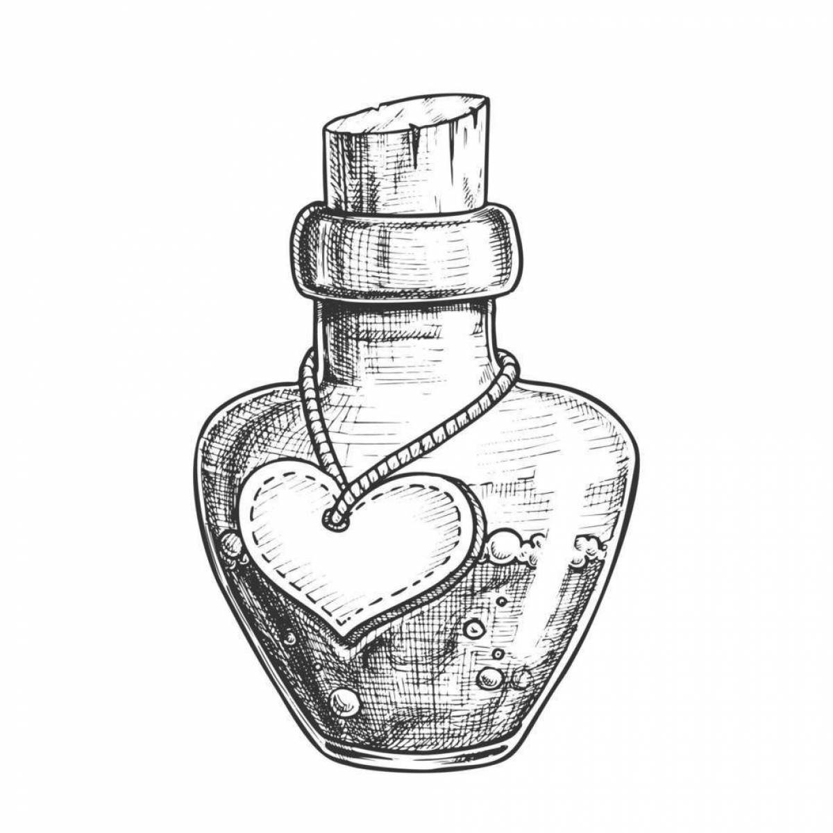 Mystical coloring potion in a bottle