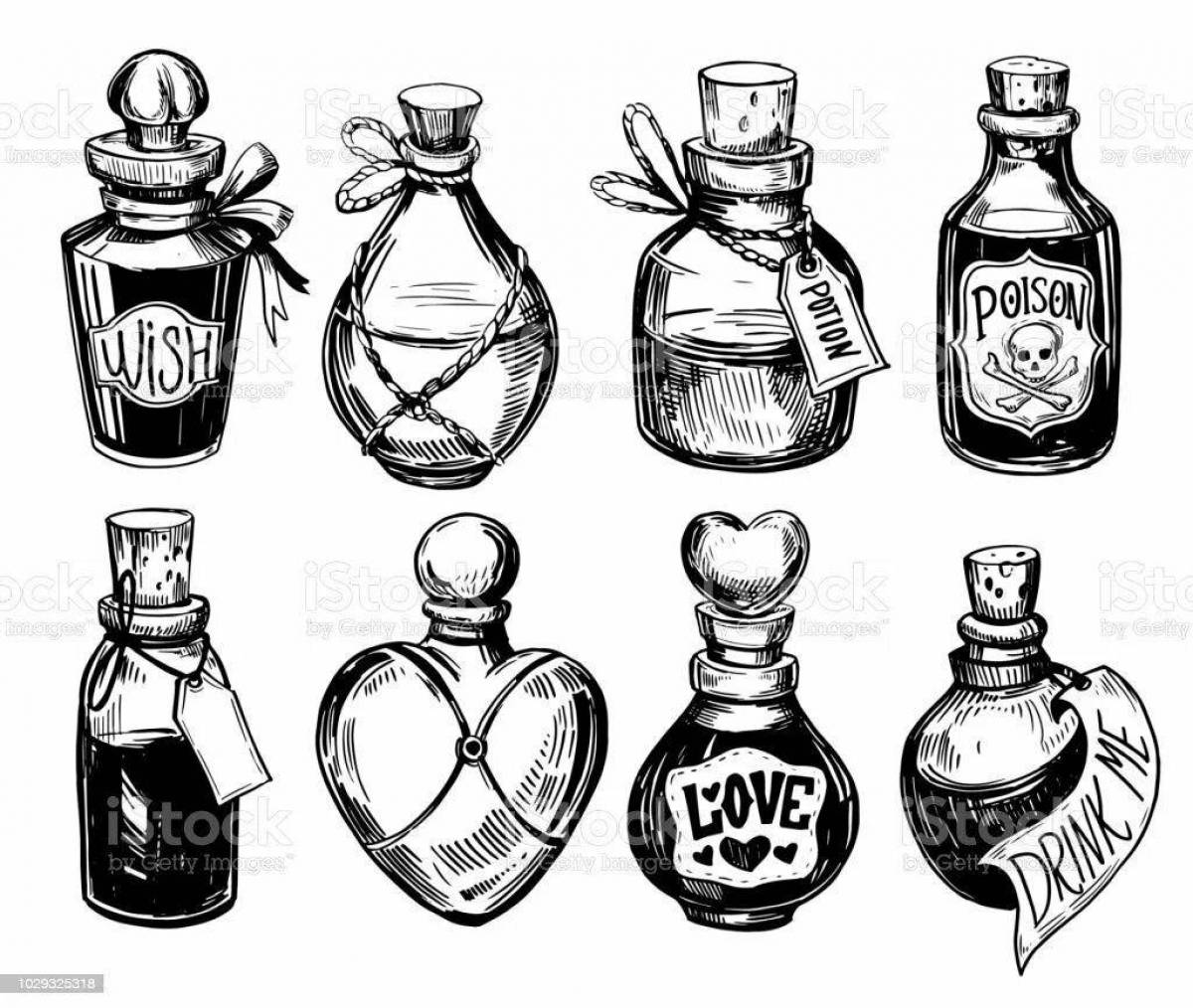 Shine potion coloring in a bottle