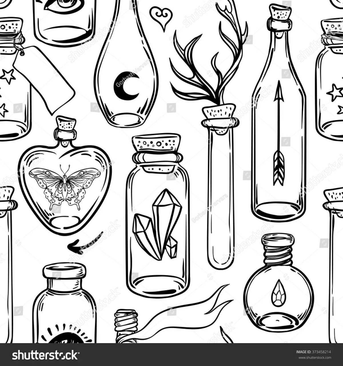 Potion in a bottle glitter coloring book