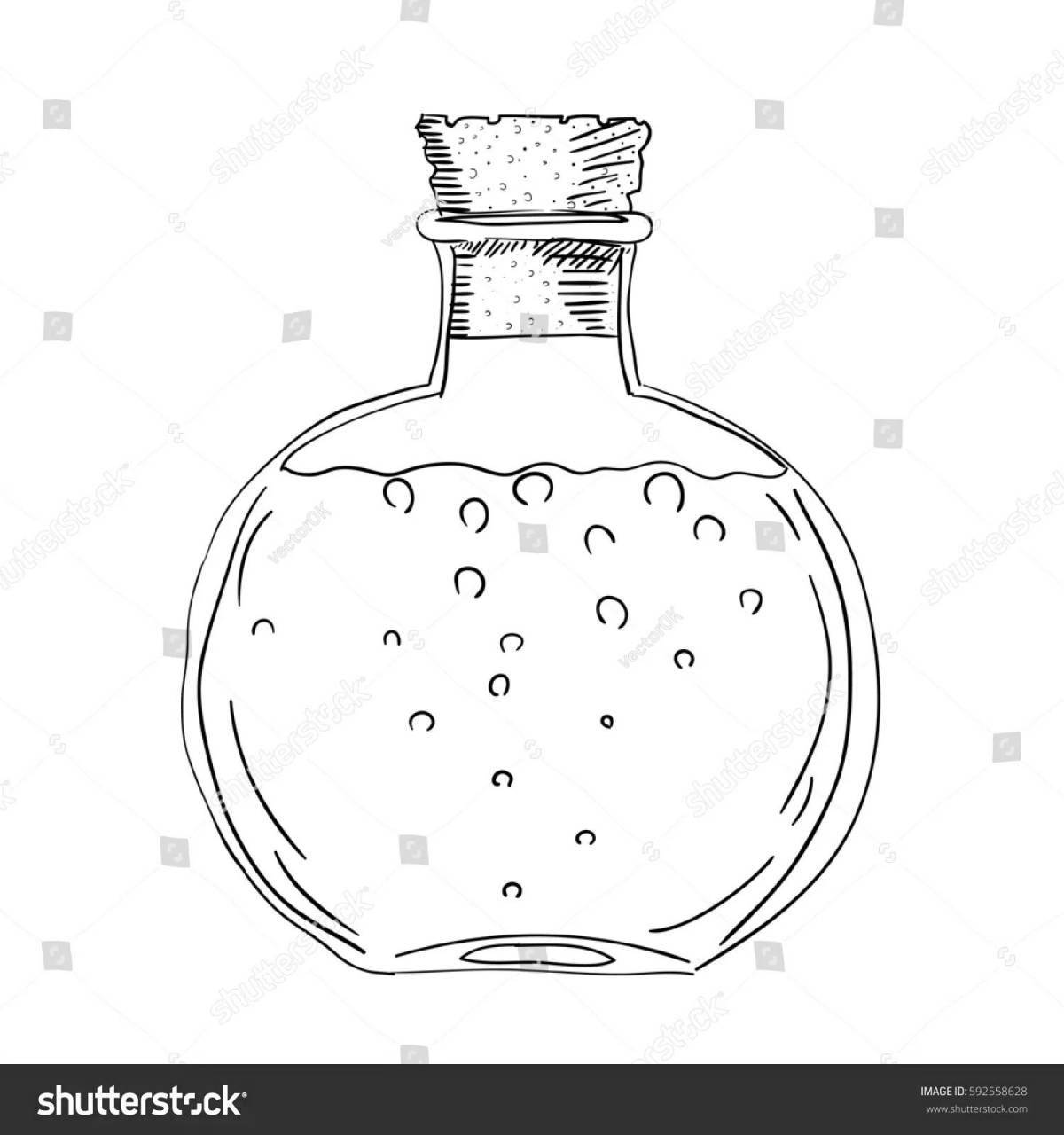 Glowing coloring potion in a bottle