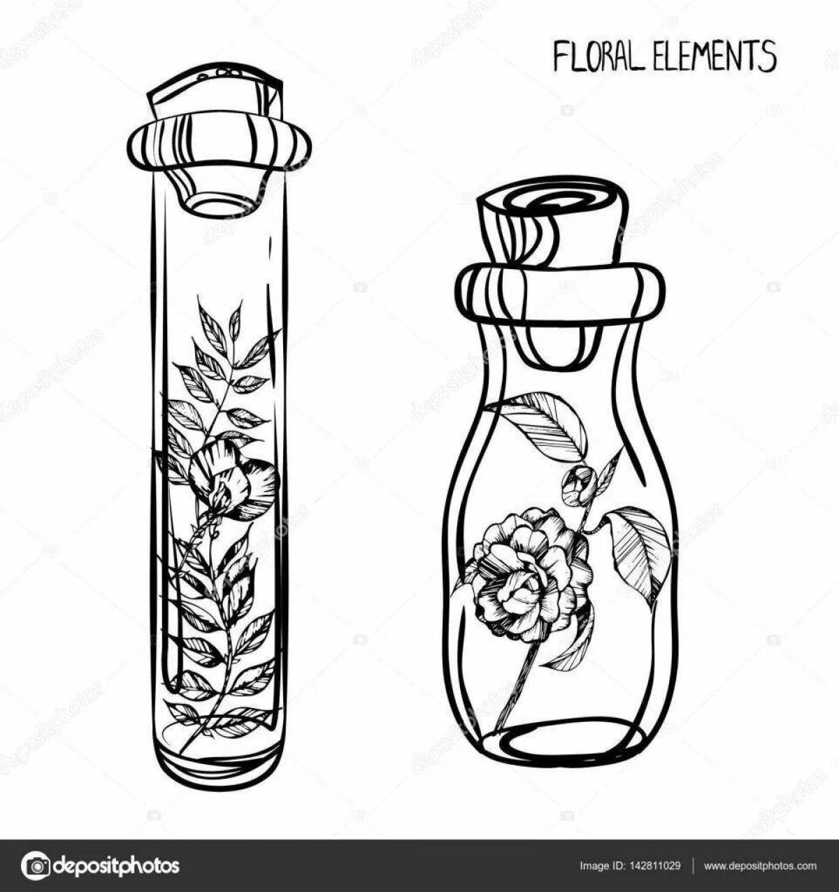 Intriguing coloring potion in a bottle
